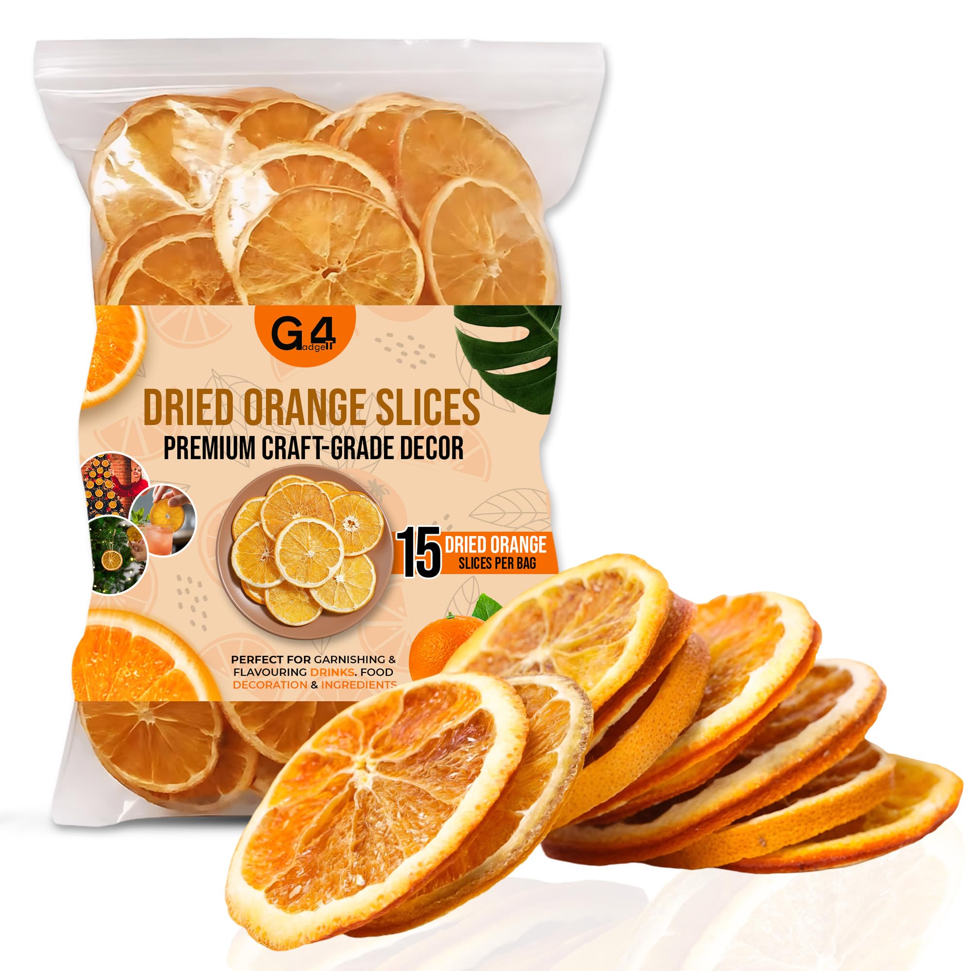 G4GADGET Dried Orange Slices - Approx. 15 Slices | 4-5cm Diameter | For Decoration Only 1