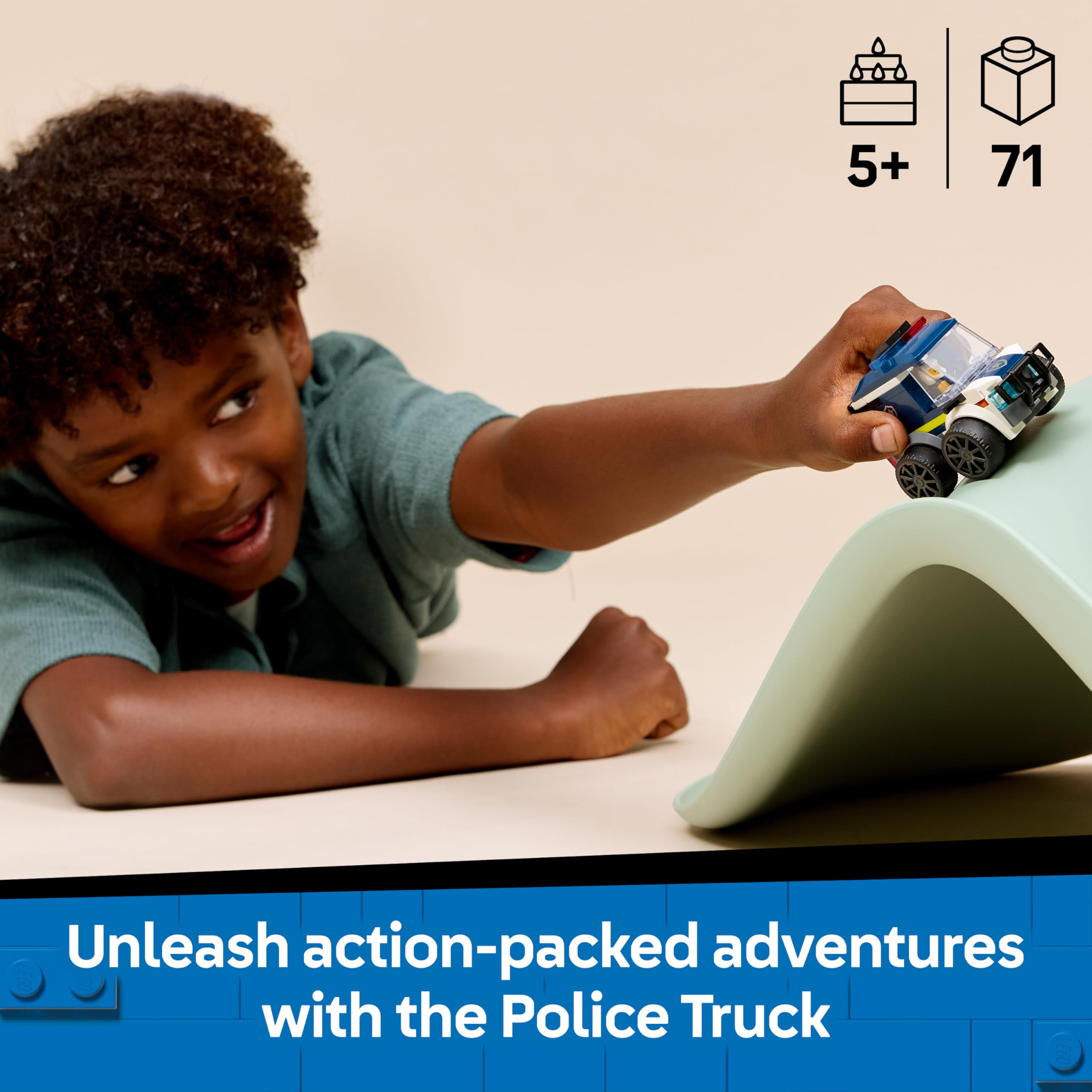 LEGO City Rides 60481 Police Truck Toy Building Set for Ages 5+ | Easy-Build 3