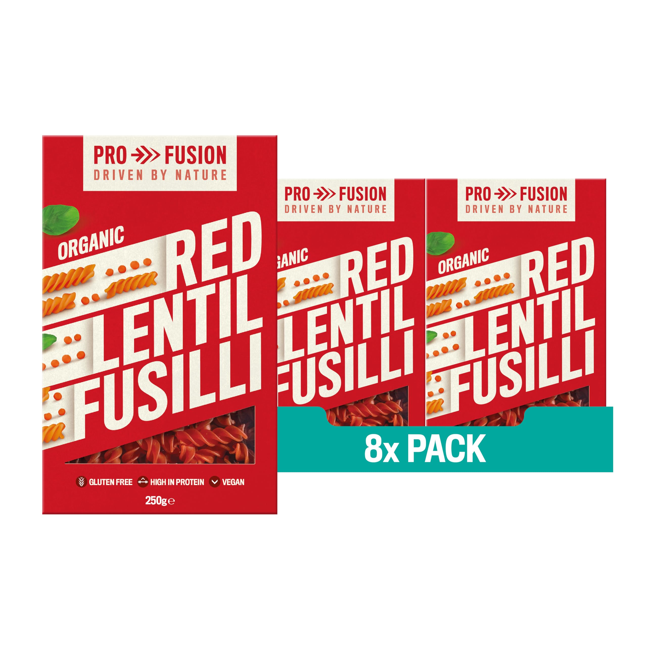 Profusion Organic Red Lentil Fusilli Pasta - Grain-Free, High Protein | 250g Pack 1
