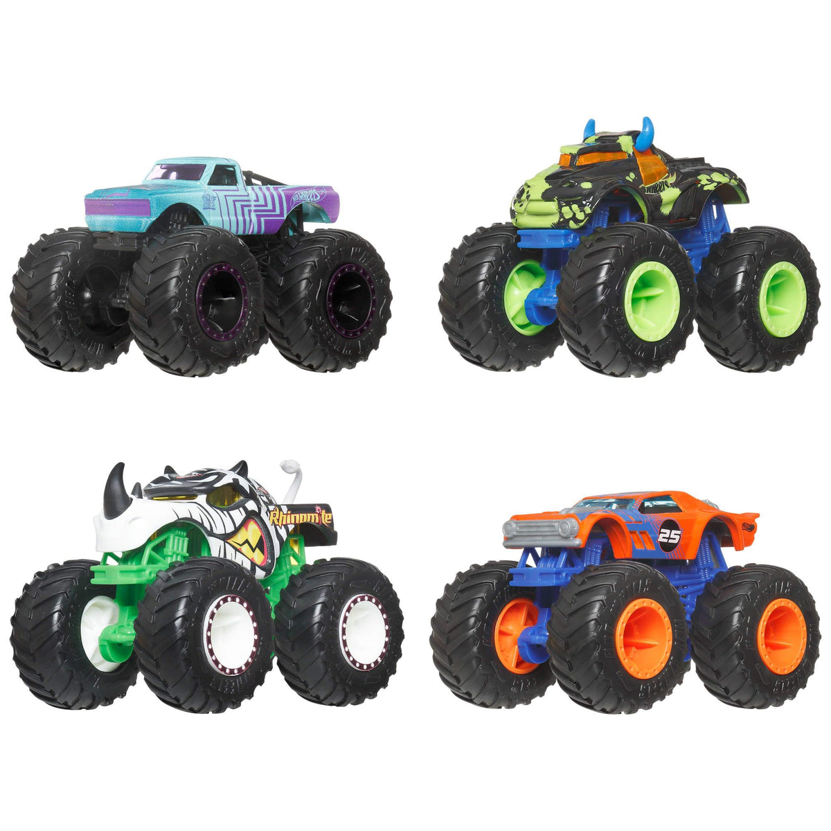 Hot Wheels Monster Trucks Toy Trucks - Set of 4, 1:64 Scale