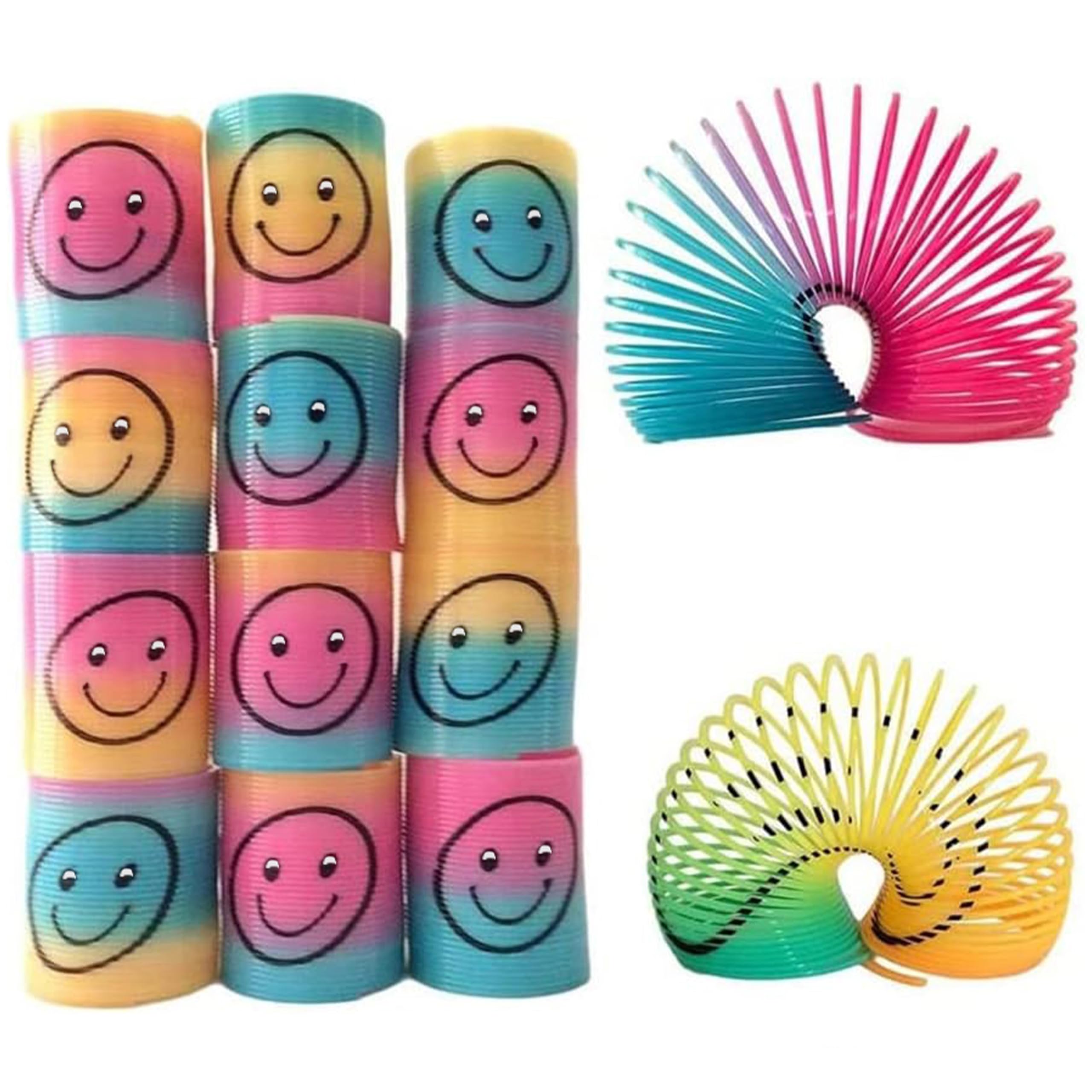 SHATCHI 6Pcs Rainbow Smile Face Springs - Stretches Up To 1 Meter | Plastic Wind-Up Toy 5