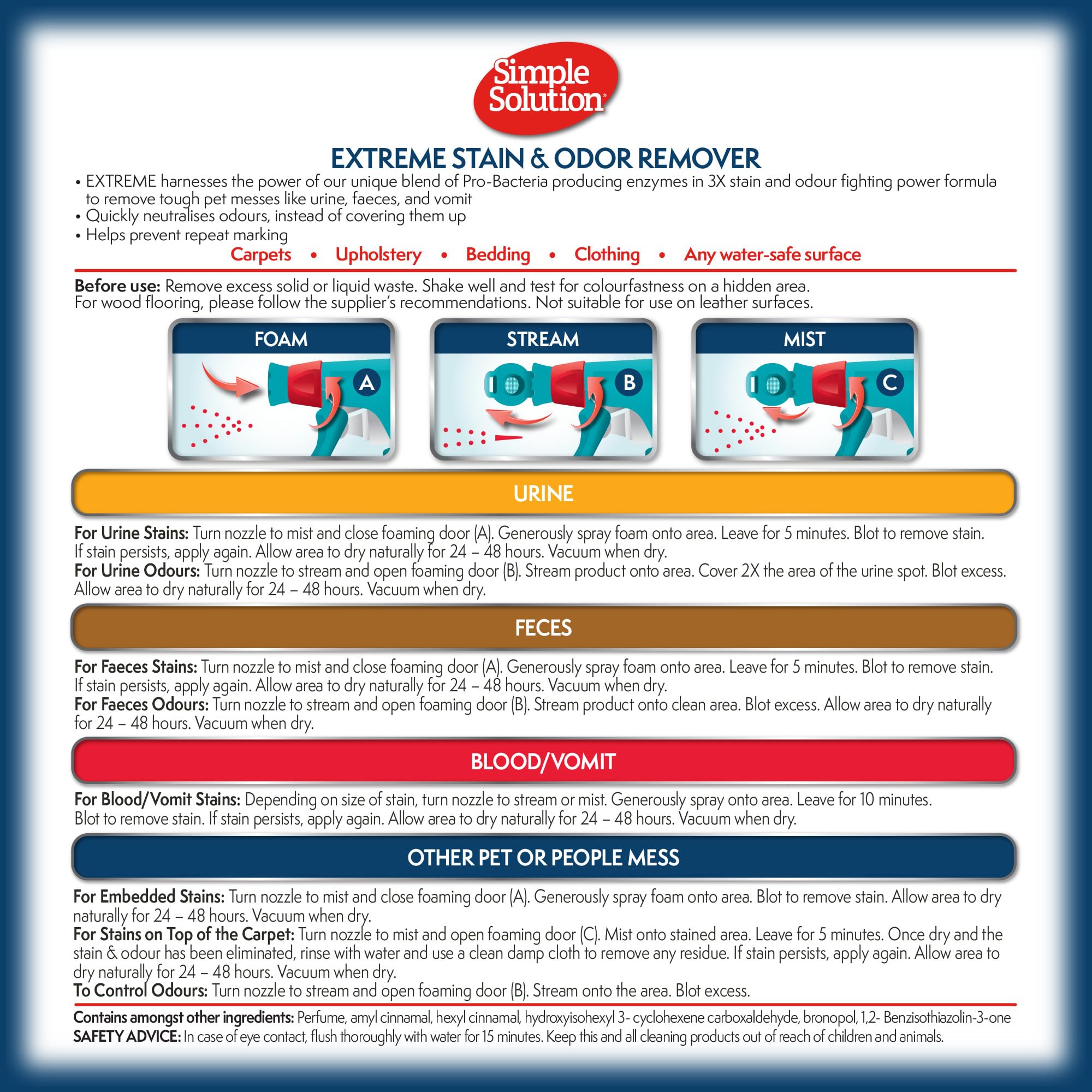 Simple Solution Extreme Pet Stain and Odour Remover - Triple Strength | 945ml | Fresh Scent 9