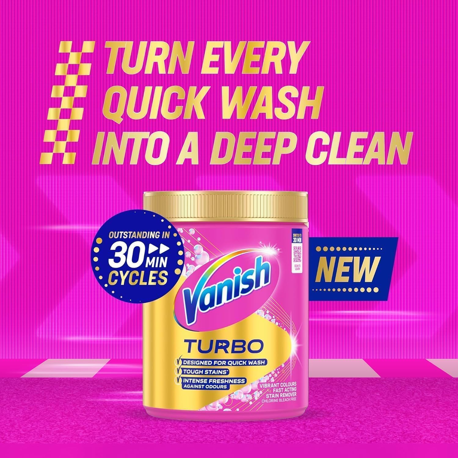 Vanish Turbo Stain Remover Powder - Boosted Oxi Action for Quick Wash | 850g