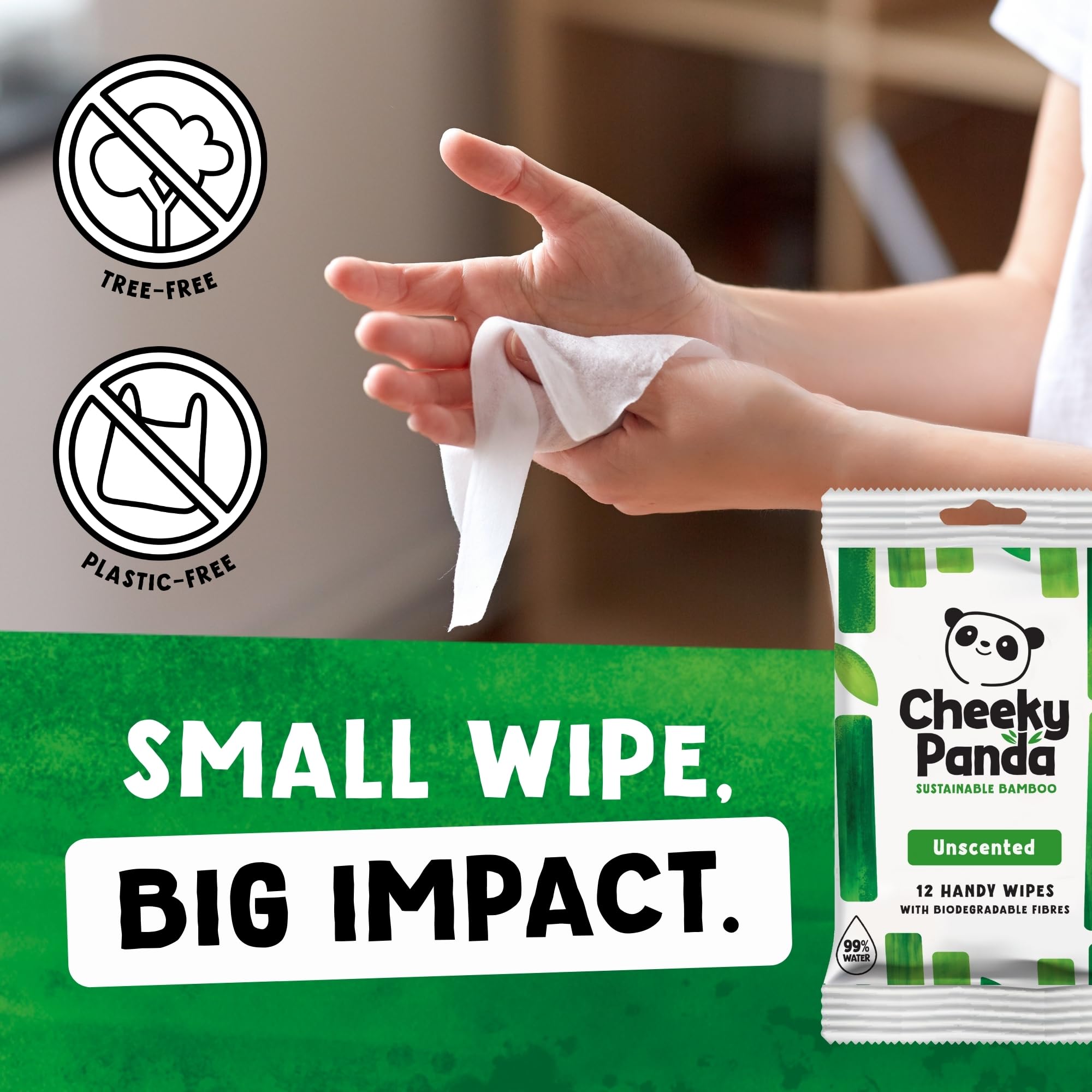 The Cheeky Panda Bamboo Hand Wipes - 12 Packs of 12 Travel Wipes | 144 Count Total 5