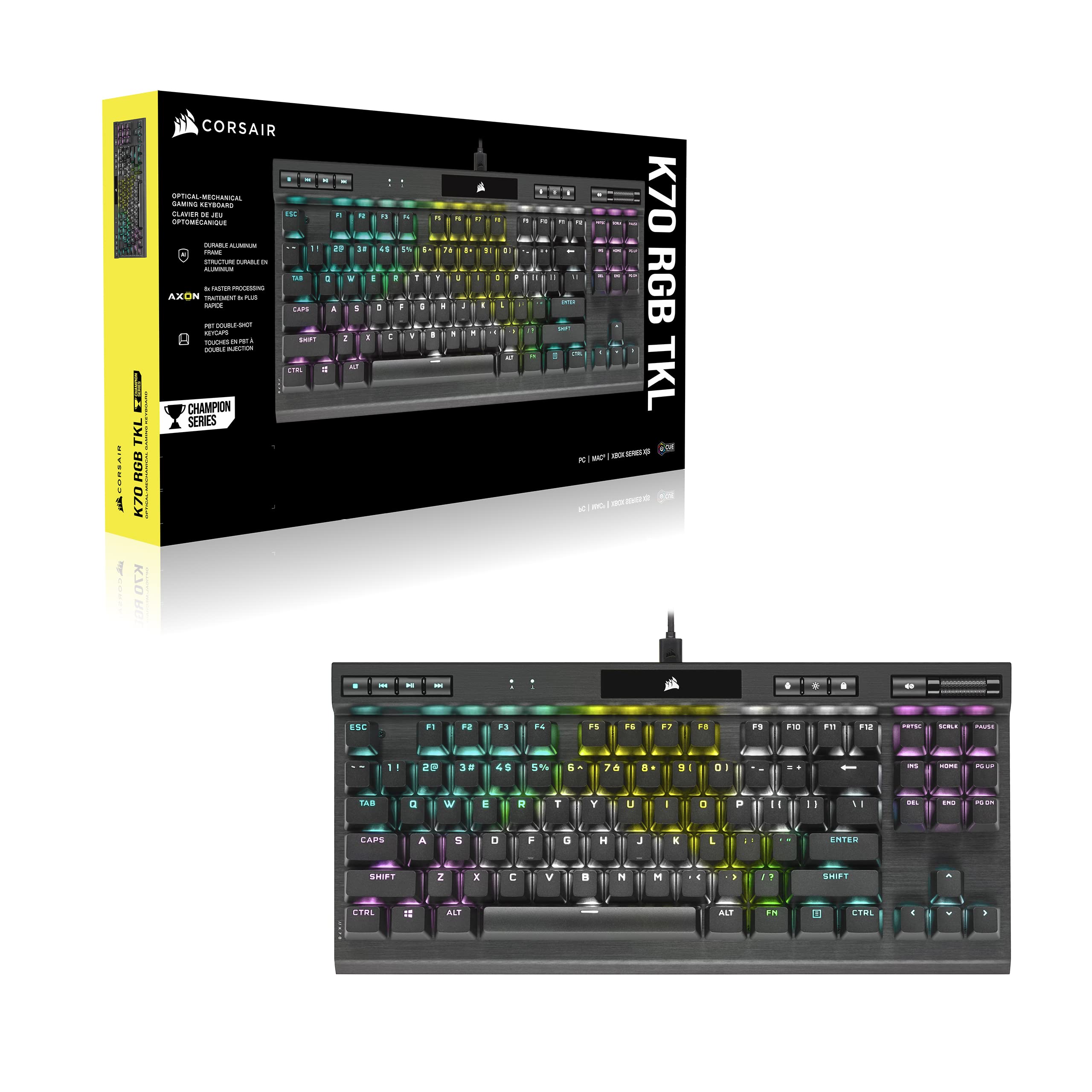 Corsair K70 RGB TKL CHAMPION SERIES OPX Optical-Mechanical Gaming Keyboard - Black 10