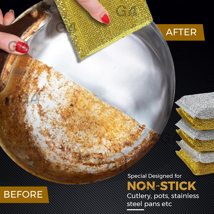 G4GADGET - 6 Pack Metallic Scouring Pads Non-Scratch Kitchen Scrubber