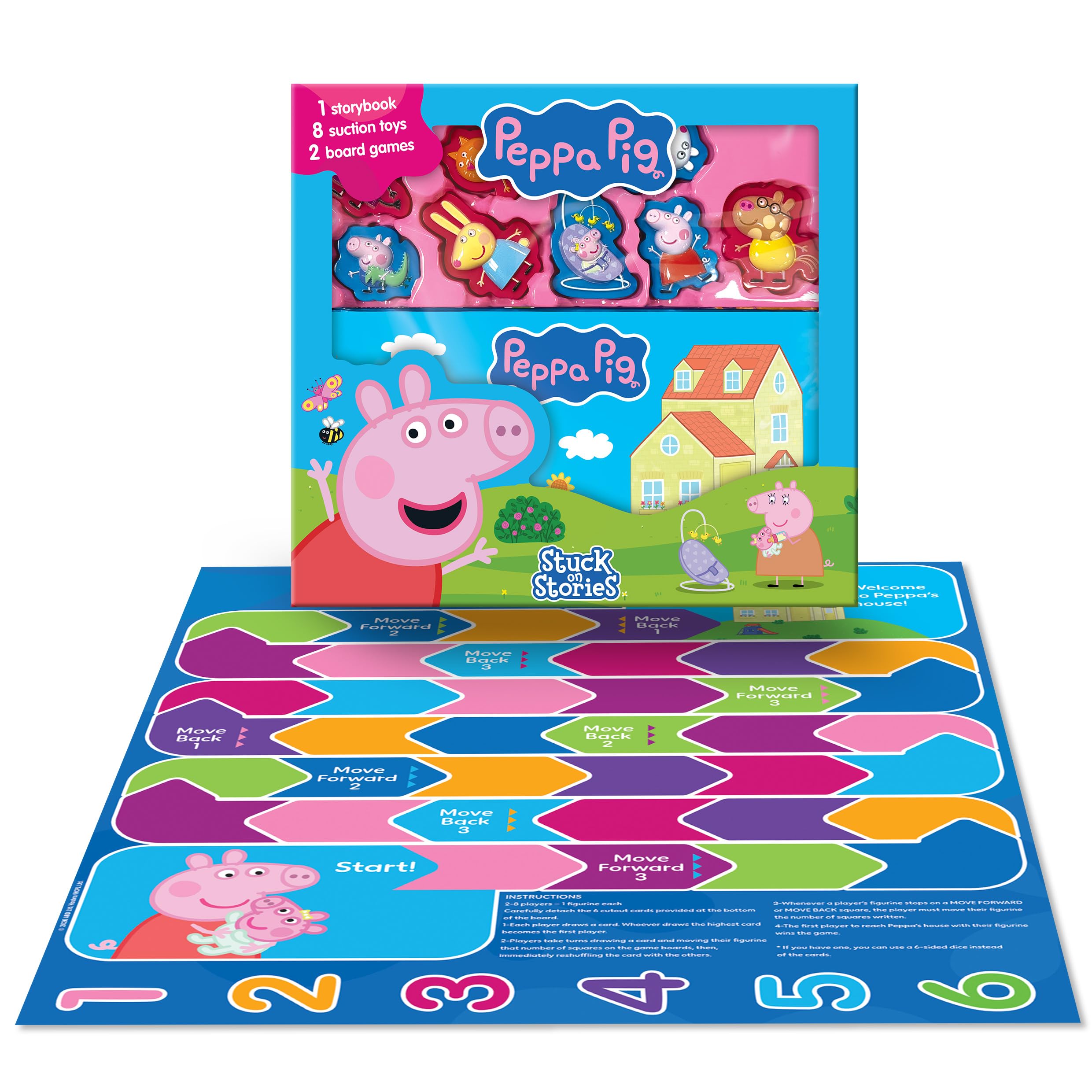 Phidal Peppa Pig Stuck on Stories Activity Book - 16-Page Storybook, 8 Toy Suction Cups, 2 Board Games | Ages 3+ 3