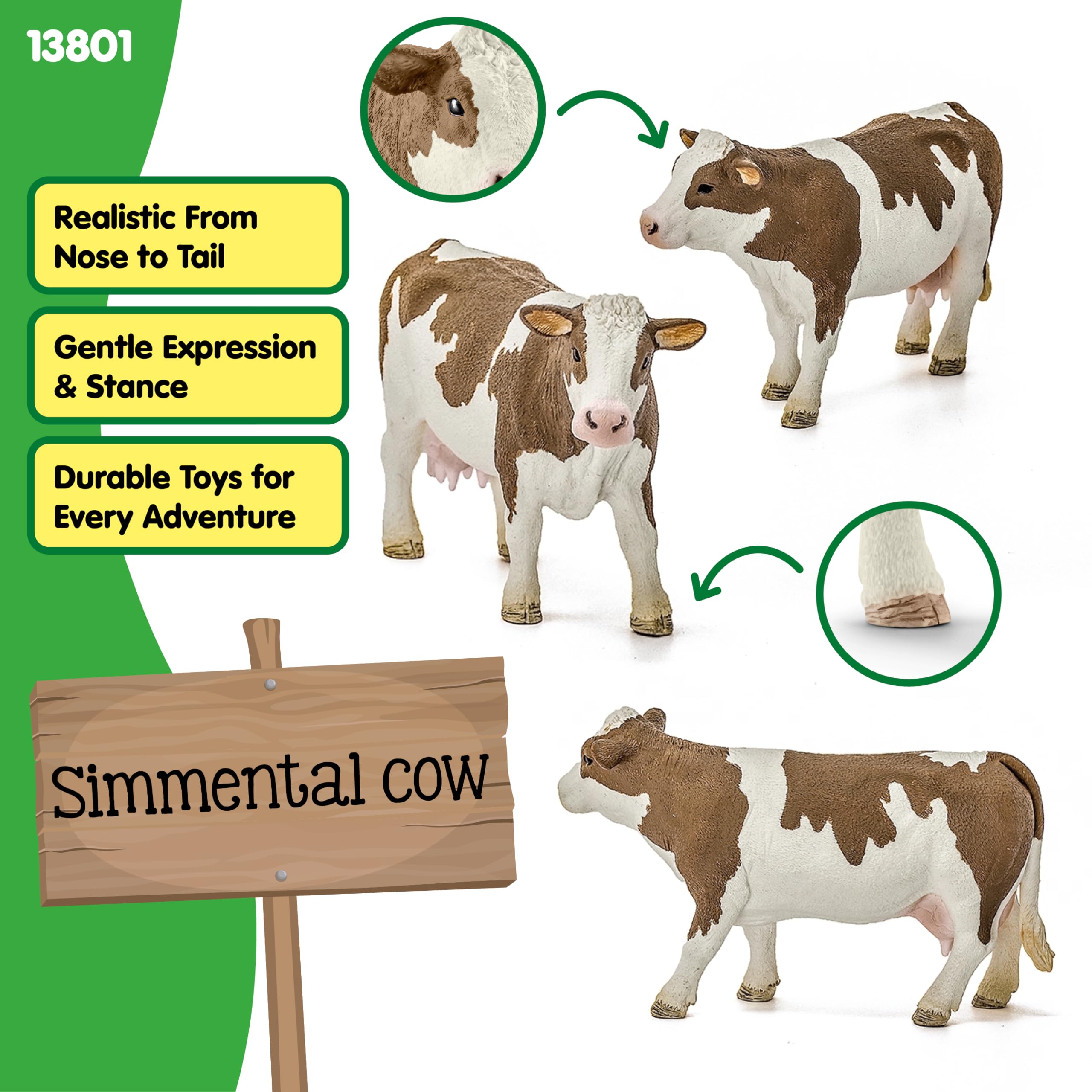 Schleich Simmental Cow Figure 13801 | Farm World Collection | Ages 3+ 2