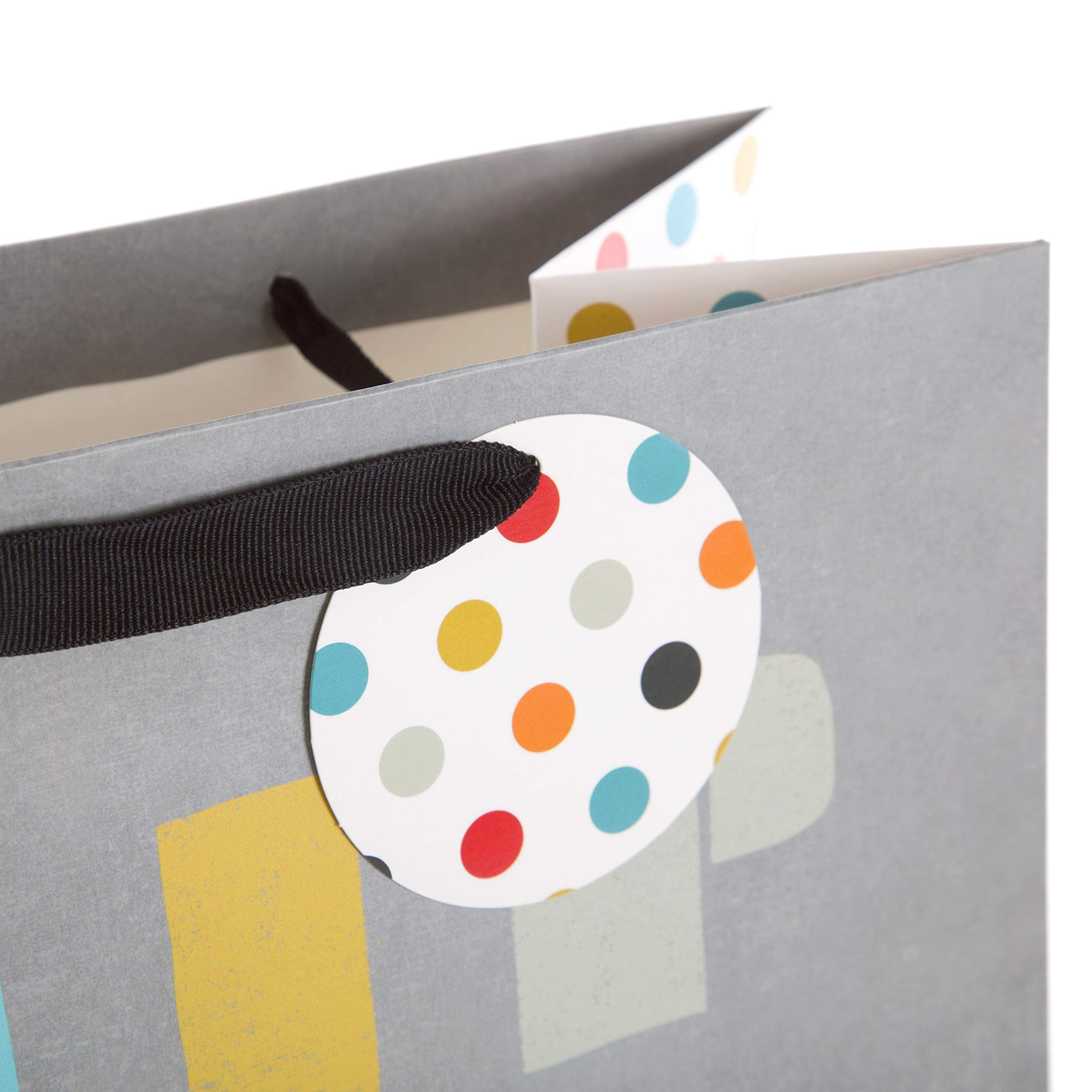 Hallmark Large Gift Bag - Grey Polka Dot 'Hip Hip Hooray' | H33cm x W26.5cm 3