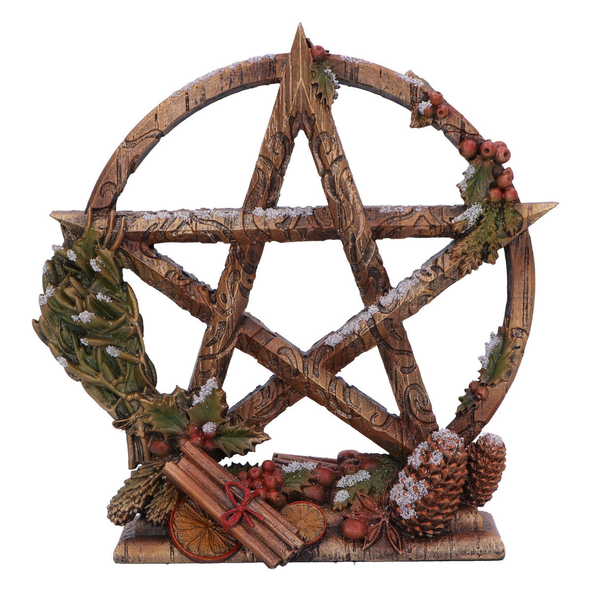 Nemesis Now Yule Pentagram Figurine - Resin, Gold/Red, 16.5 cm