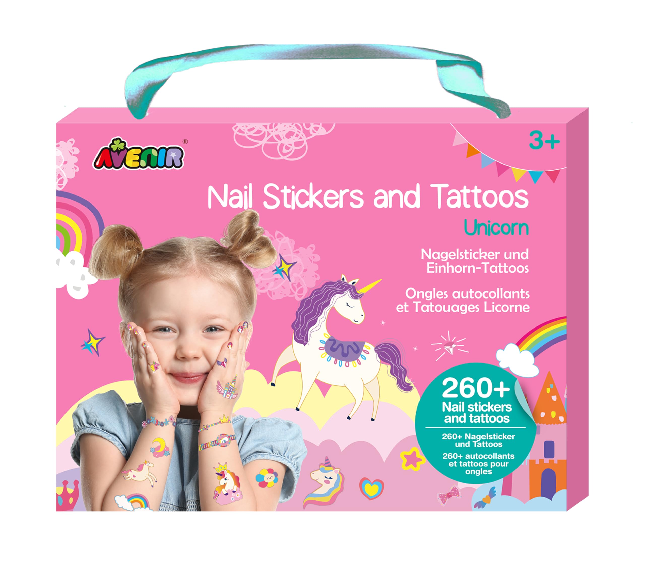 Avenir Unicorn Nail Stickers and Temporary Tattoos Creative Set (260+ Stickers) 1