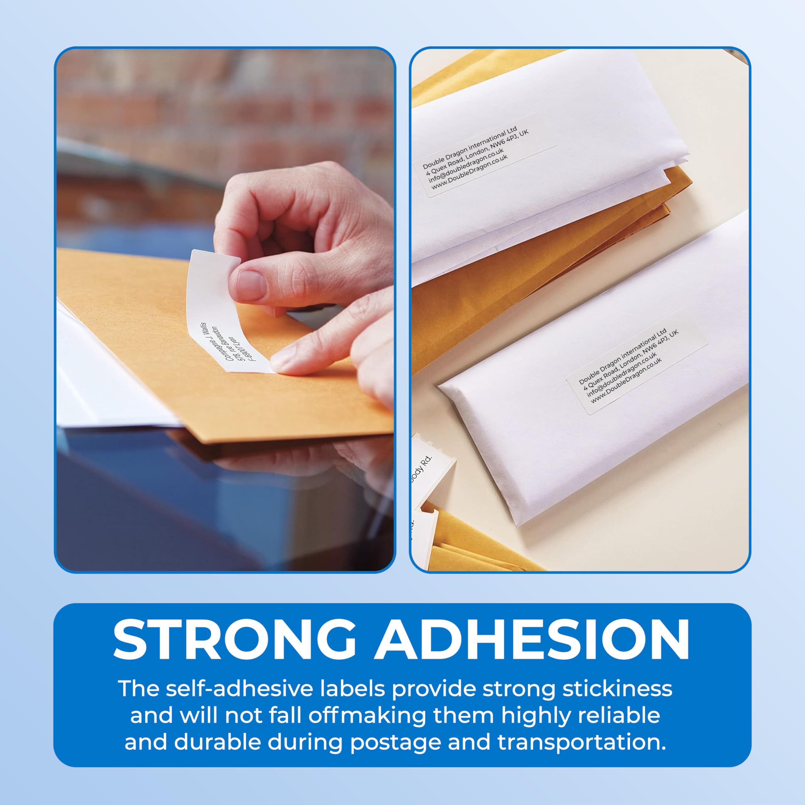 Double Dragon Address Labels - 250 Labels/Roll | 89mm x 36mm | Self-Adhesive for Laser/Inkjet