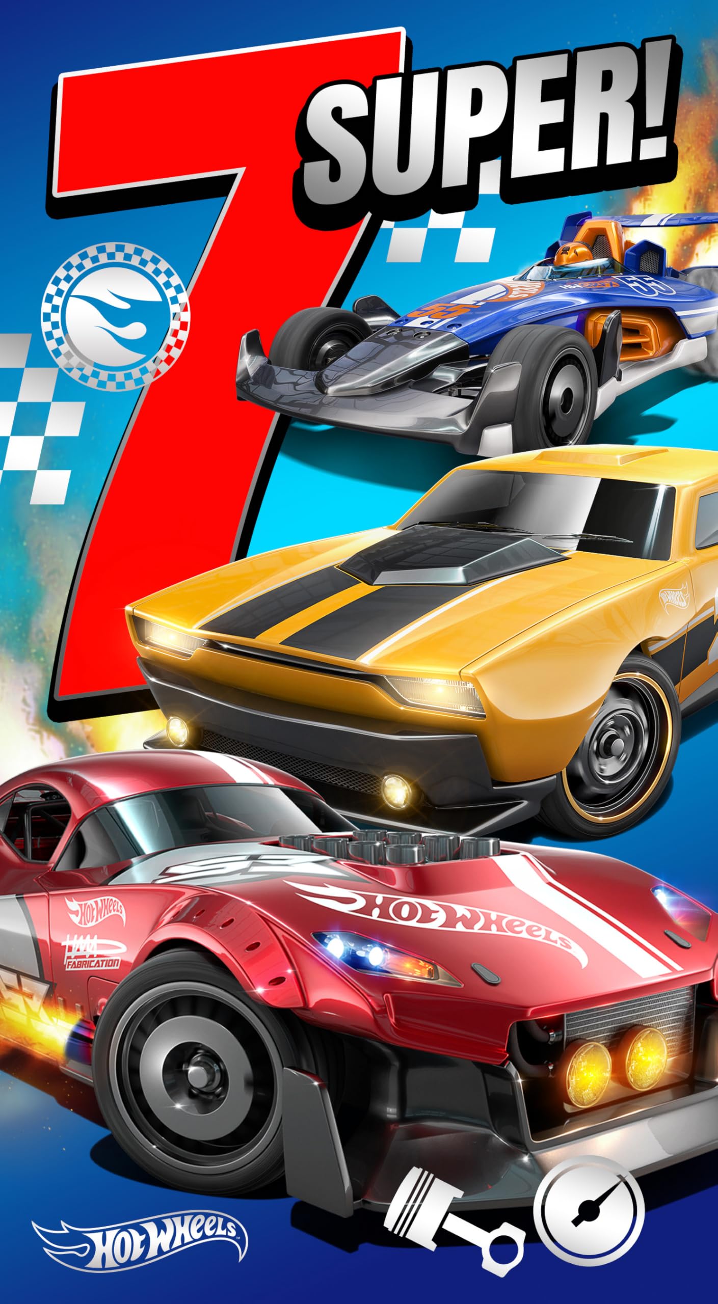 Danilo Promotions Ltd Hot Wheels Birthday Card - Age 7 | Racing Design | 22.86 cm x 12.7 cm