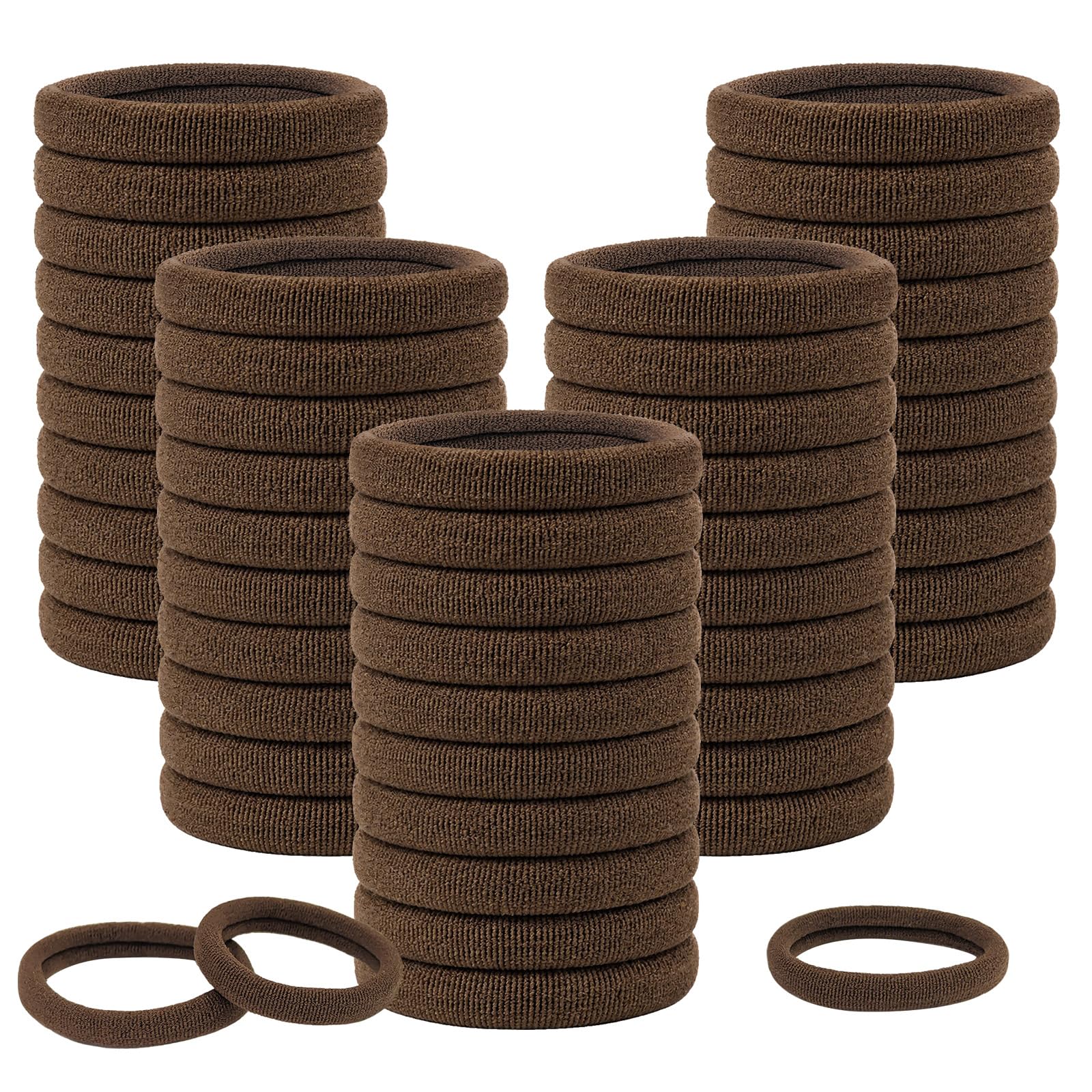 Admygo Elastic Hair Ties - 50 Pack Seamless Thick Hair Ties | Dark Brown | High Elasticity 1
