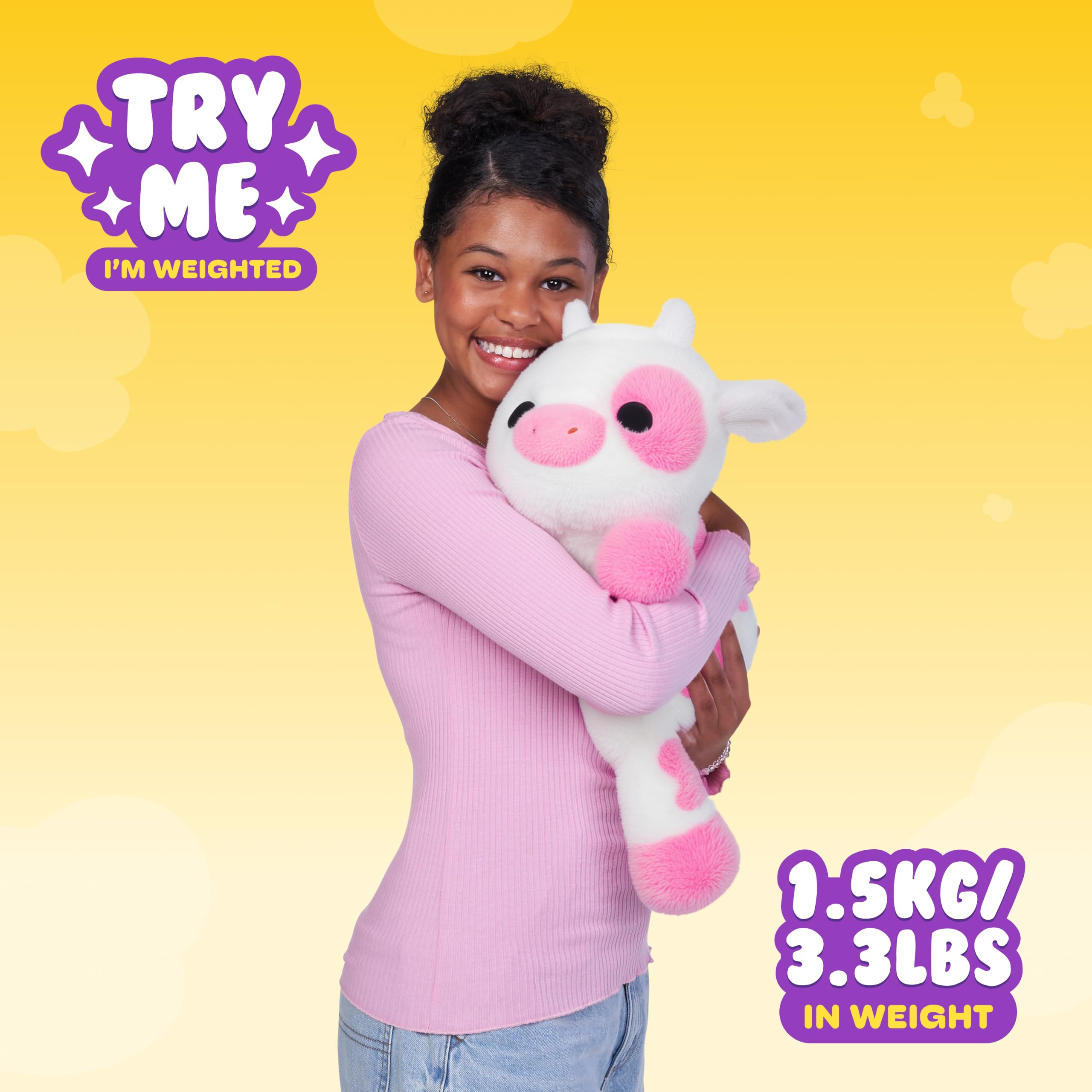 Hug-A-Lumps Cow (Clover) Medium Soft Doll - Weighted Plush for Calm & Comfort 4