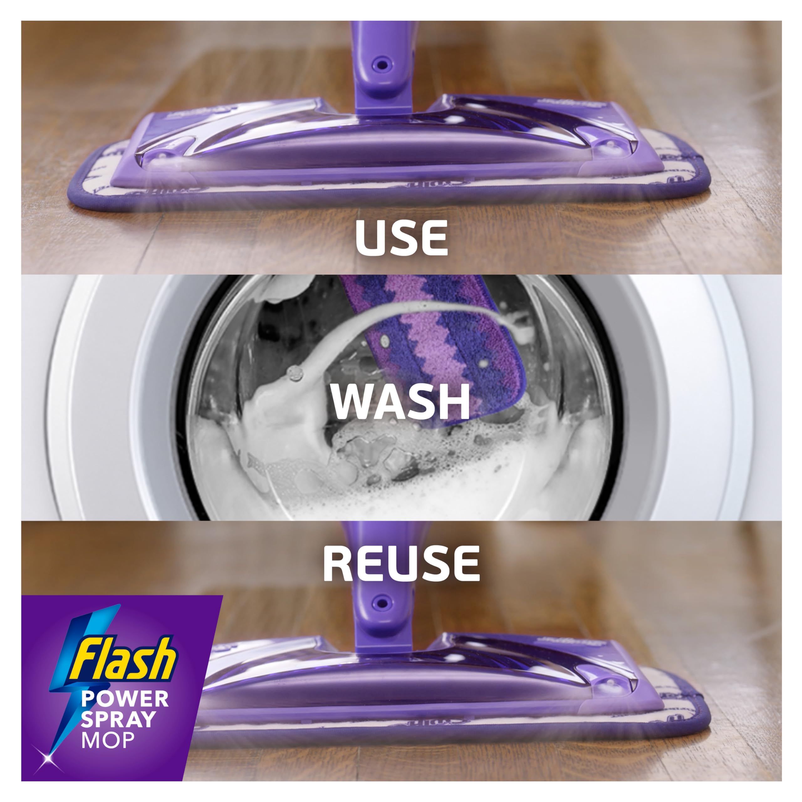 FLASH Power Spray Mop Microfibre Cloth - Washable & Reusable Pad | Purple 4