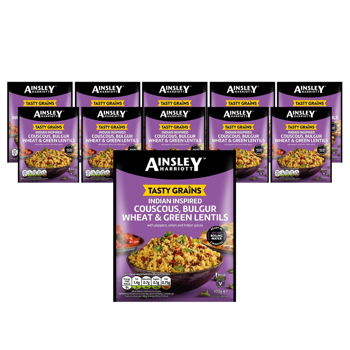 Ainsley Harriott Indian Tasty Grains with Indian Inspired Spices - 10 x 100g