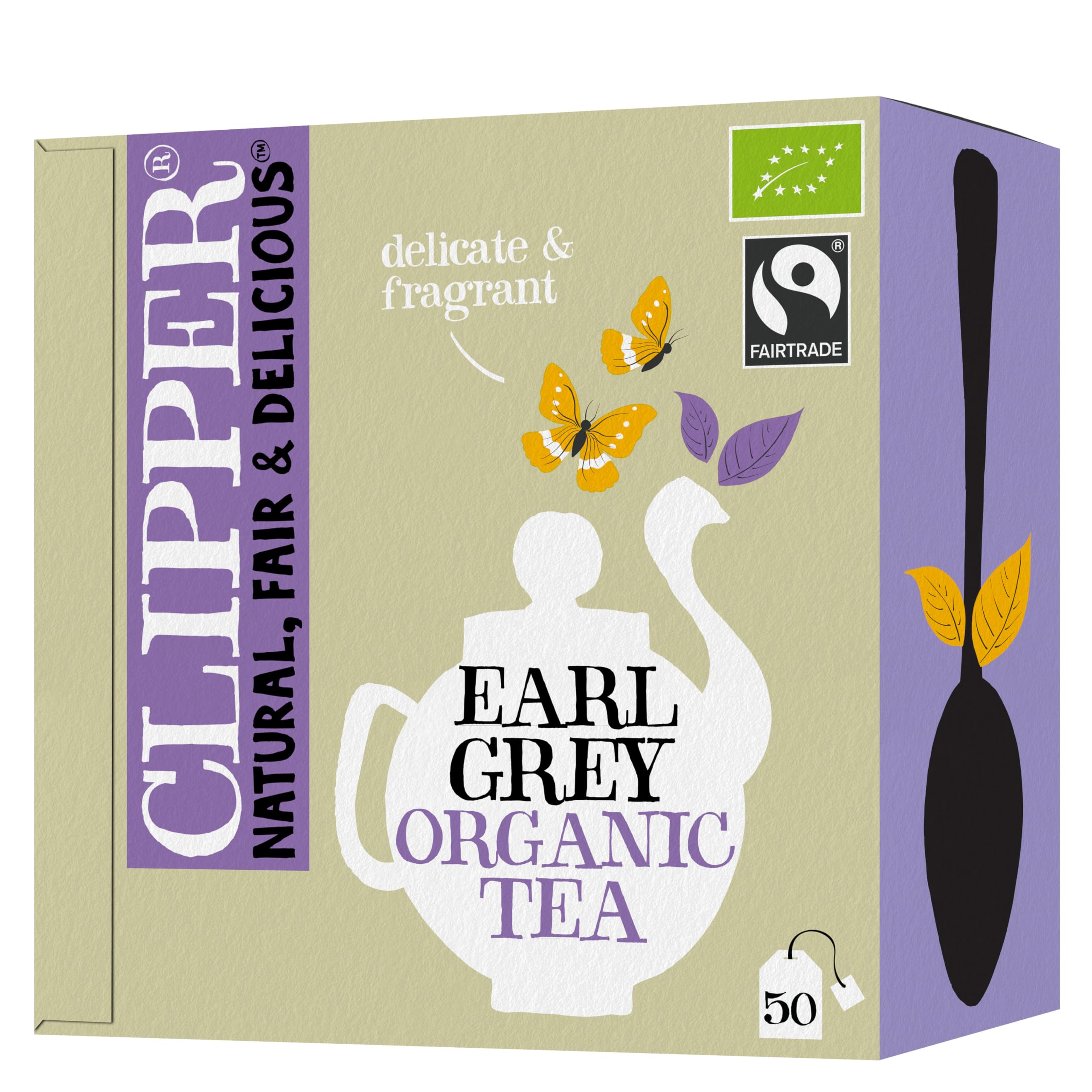 Clipper Natural, Fair & Delicious Organic Earl Grey Tea Bags - 50 Count String & Tag 1