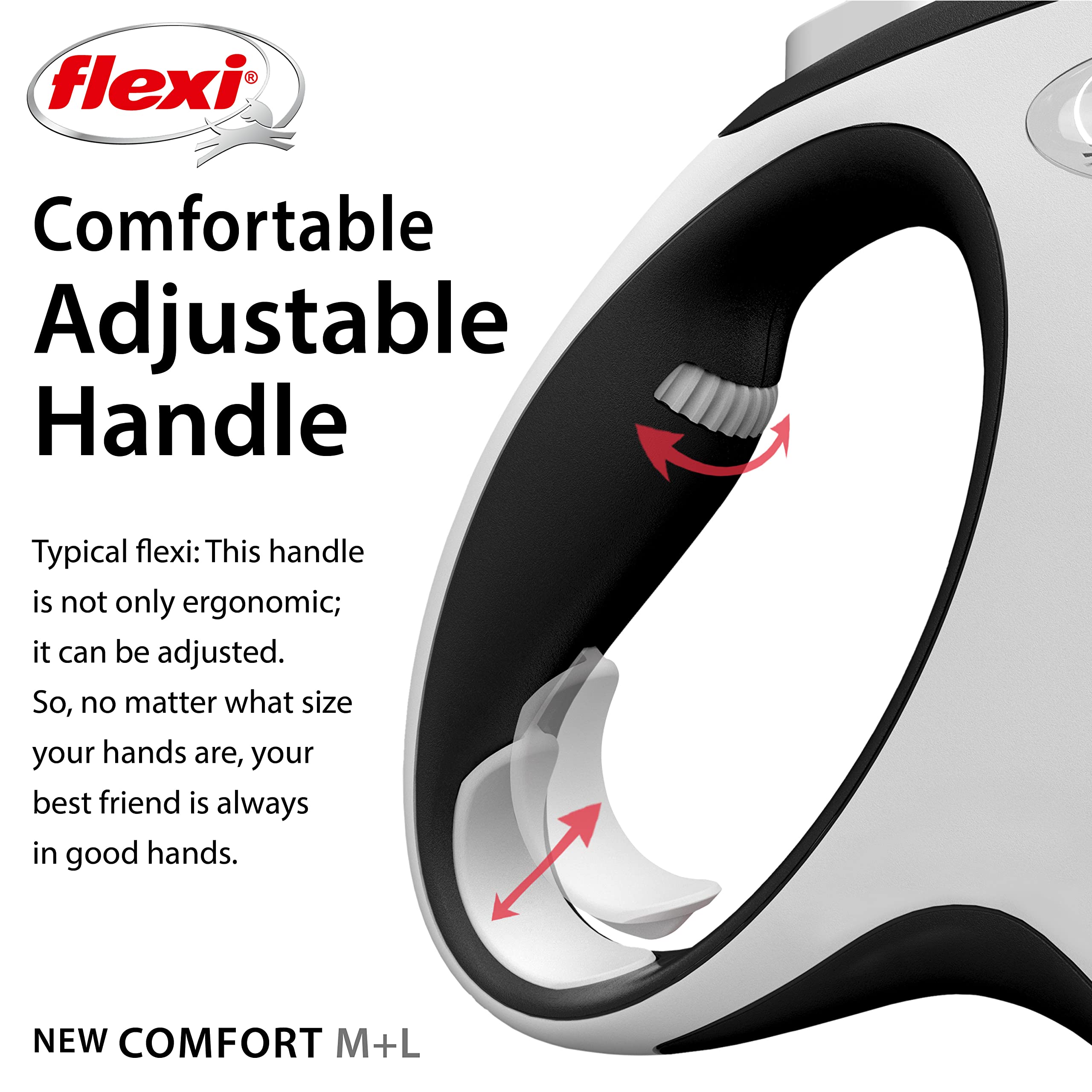 flexi New Comfort Tape Retractable Dog Lead - 8m Tape | Up to 50kg/110lbs | Grey & Black 4