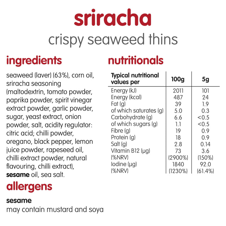Itsu - Sriracha Crispy Seaweed Thins 5g 20 Pack