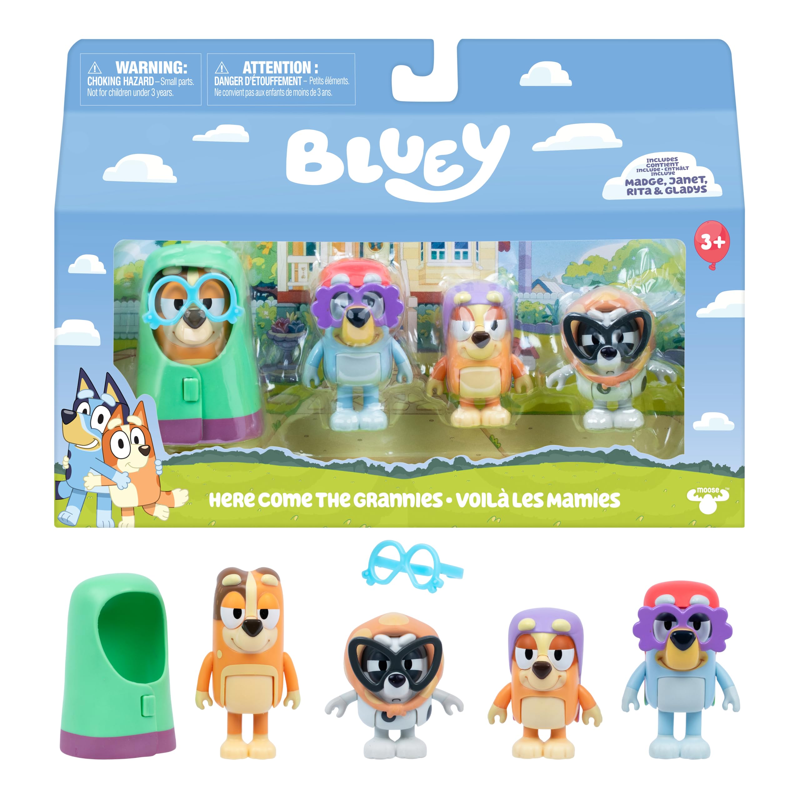 Bluey Here Come the Grannies Figure 4-Pack | 2.5-3 Inches | Ages 3+ 1