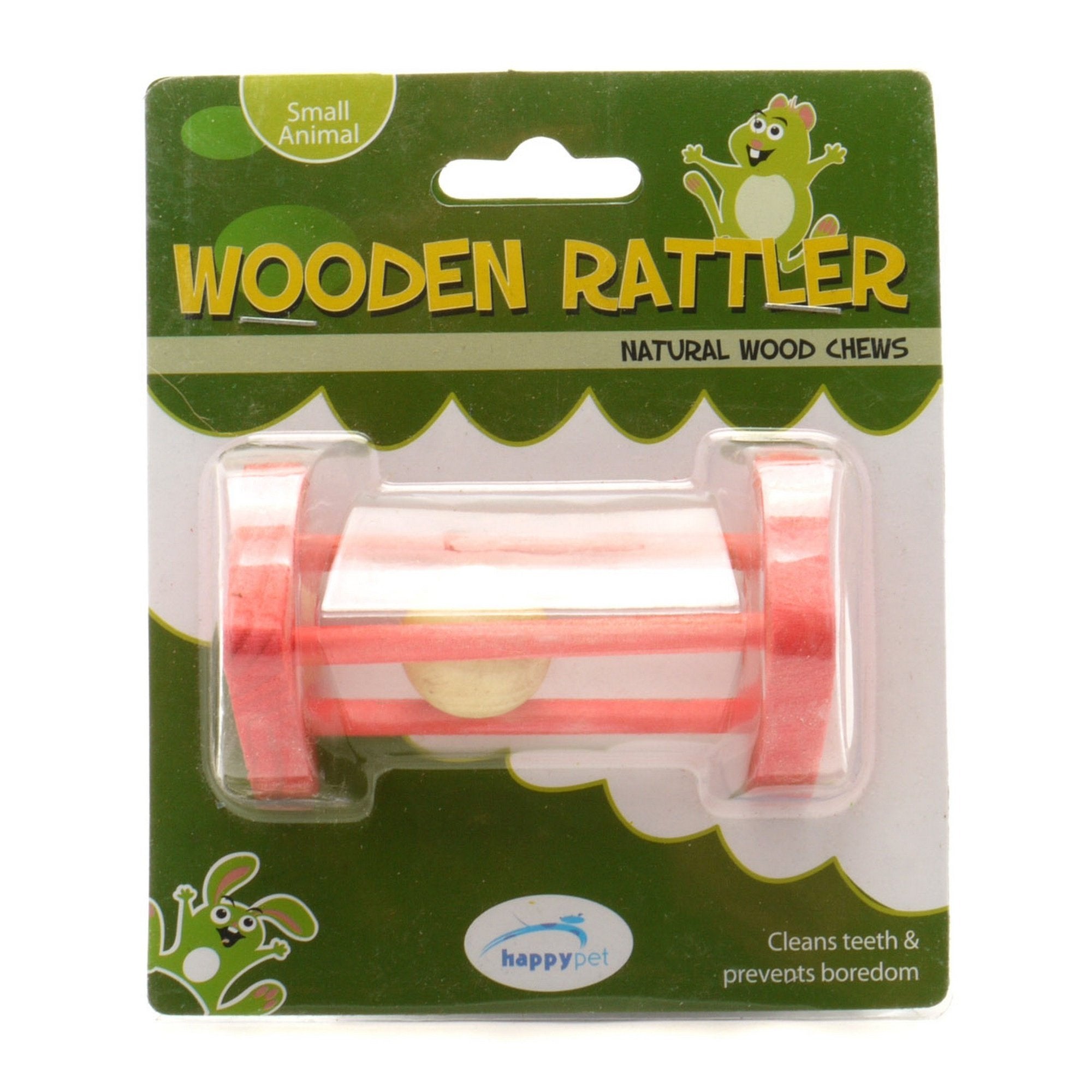 HAPPYPET Wooden Rattler Triangle Toy - Natural Wood Chew Toy for Small Animals 1