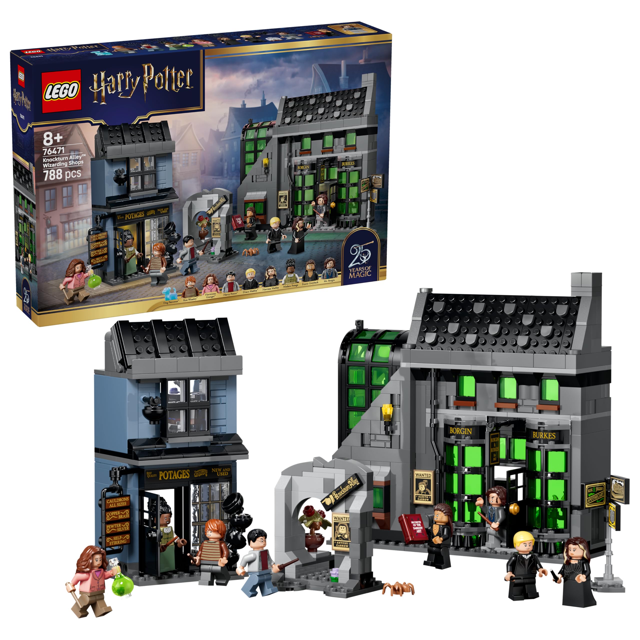LEGO Harry Potter Knockturn Alley Wizarding Shops Building Set - 8 Minifigures, Ages 8+ 1
