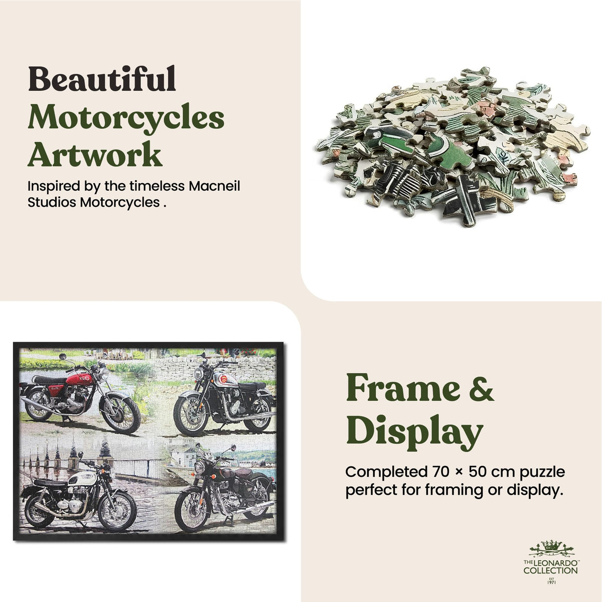 The Leonardo Collection Motorcycles Jigsaw Puzzle - 1000 Pieces, 70 x 50 cm