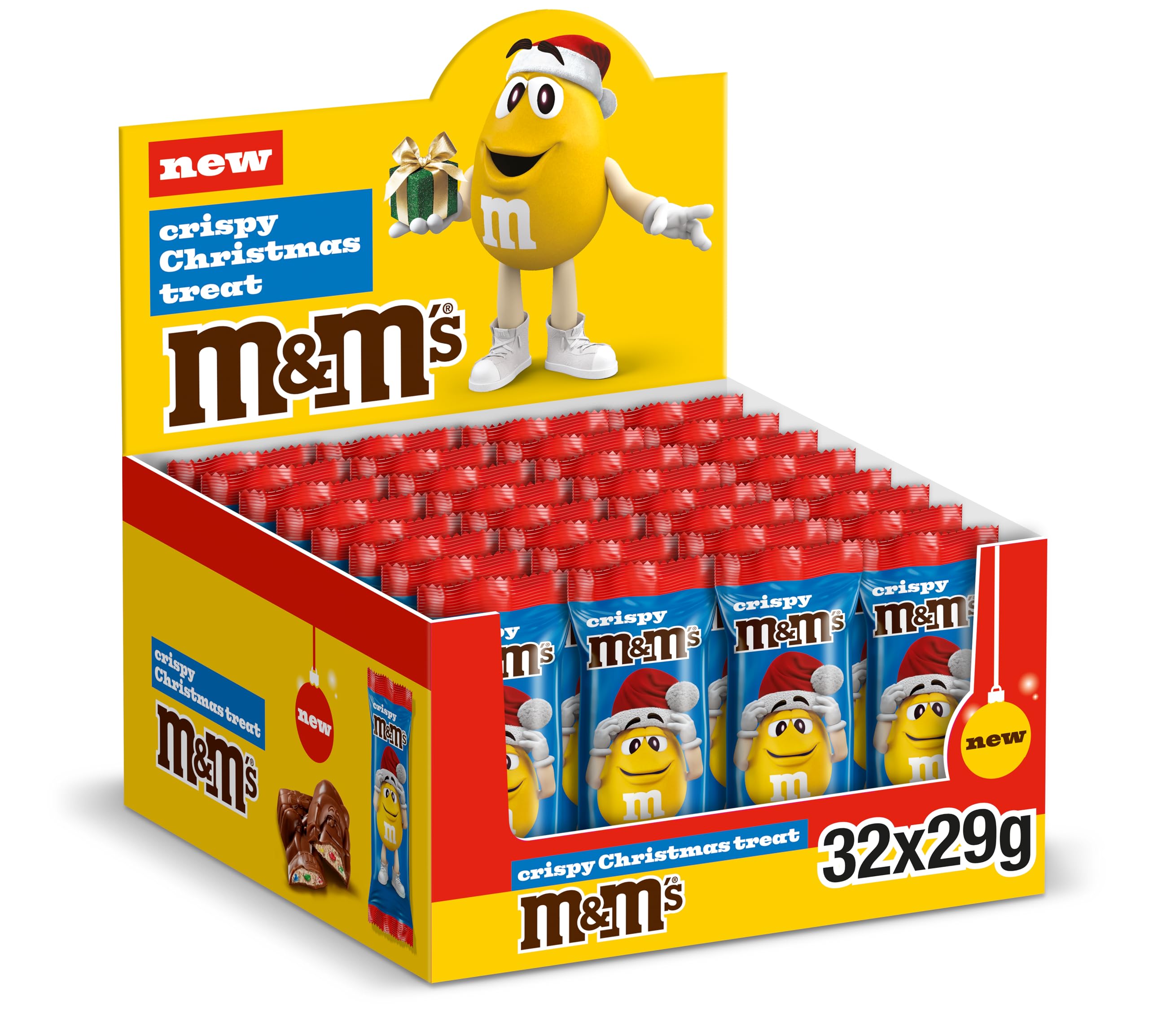 M&M's Minis Chocolate Santa Bulk Box - Milk Chocolate Crispy Santa Shapes with Mini M&Ms 1