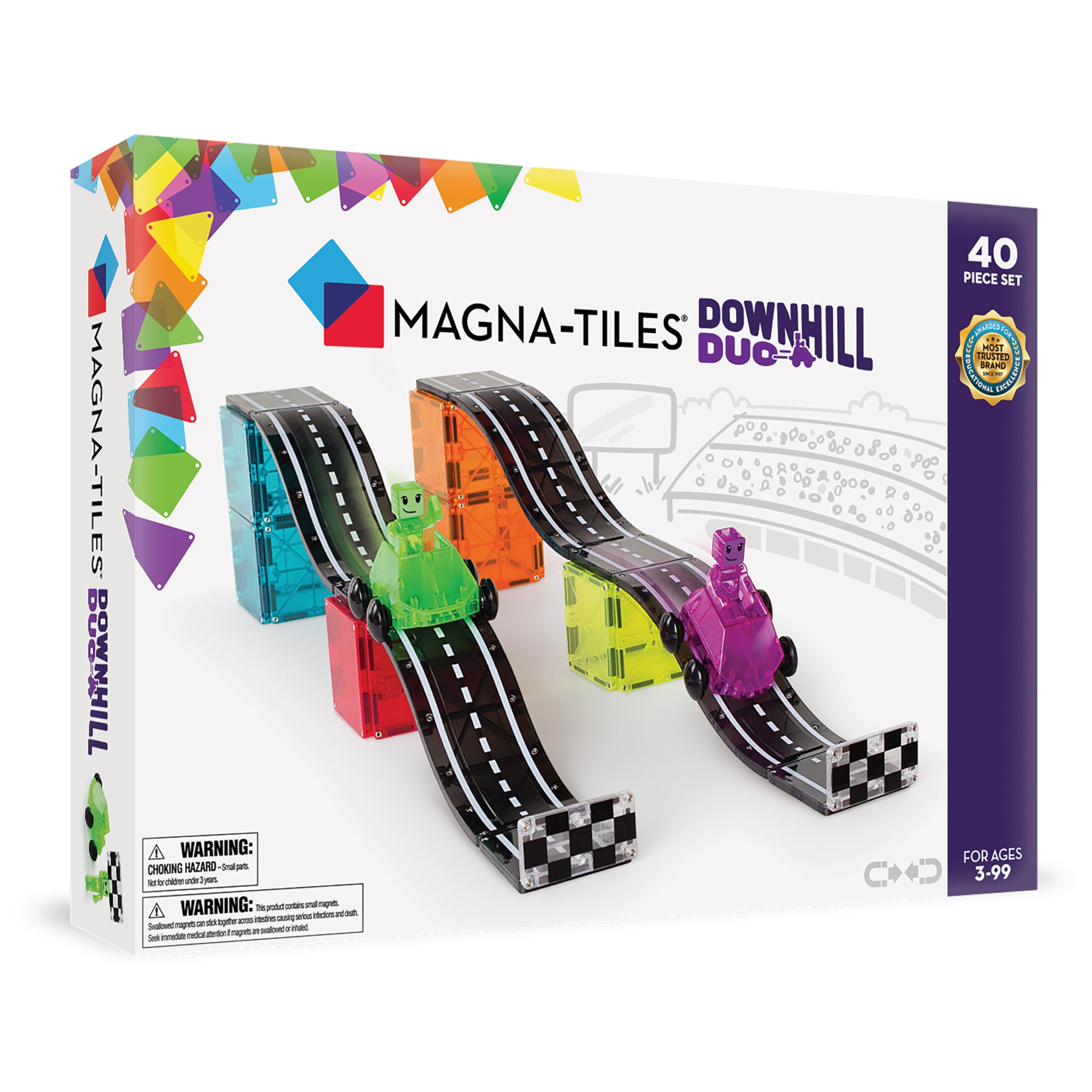 Magna-Tiles Downhill Duo 40-Piece Set - Magnetic Racing Playset for Kids 3+ 1