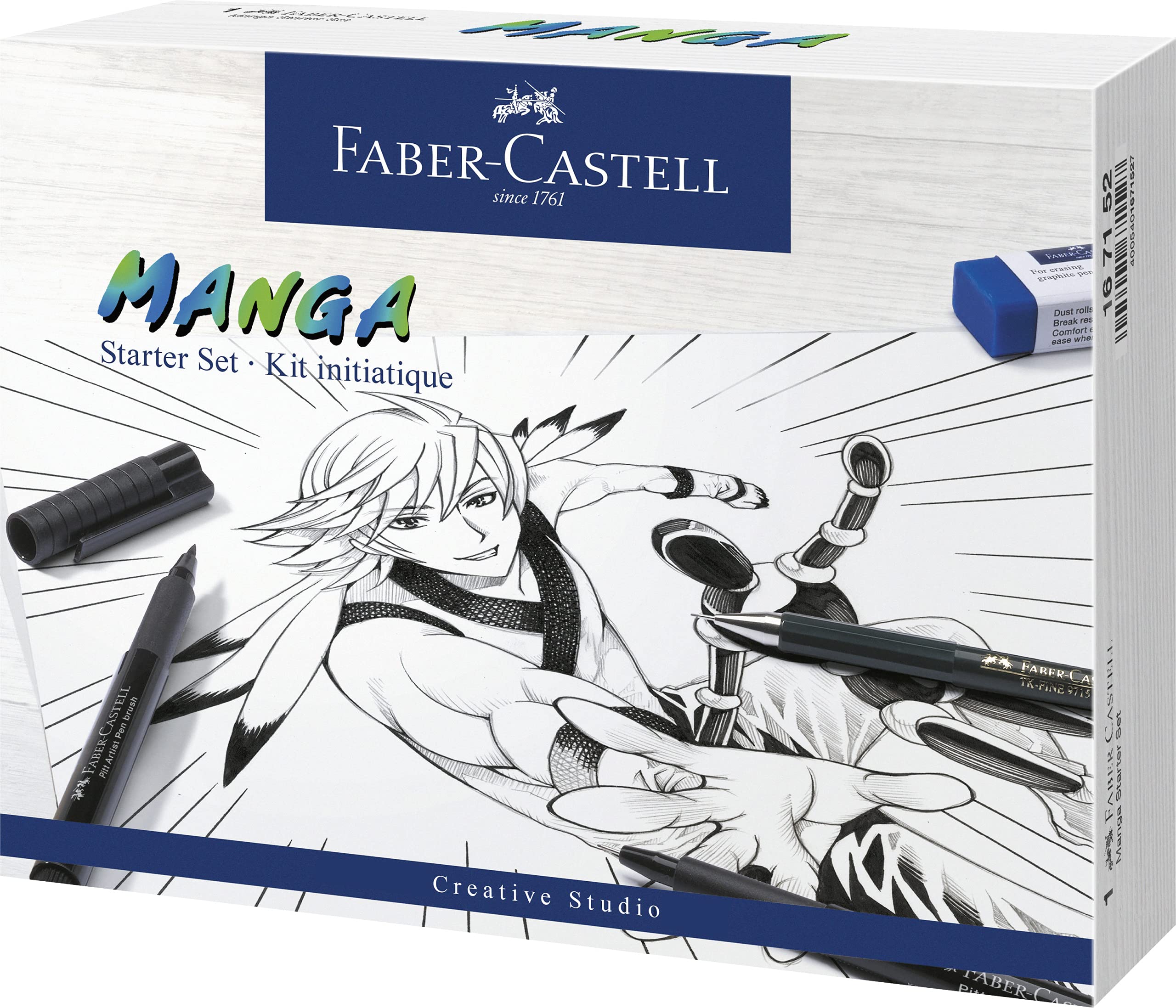 Faber-Castell Pitt Artist Pen Manga Starter Set - Permanent Ink, Quick Drying | Line Sizes XS, M, B