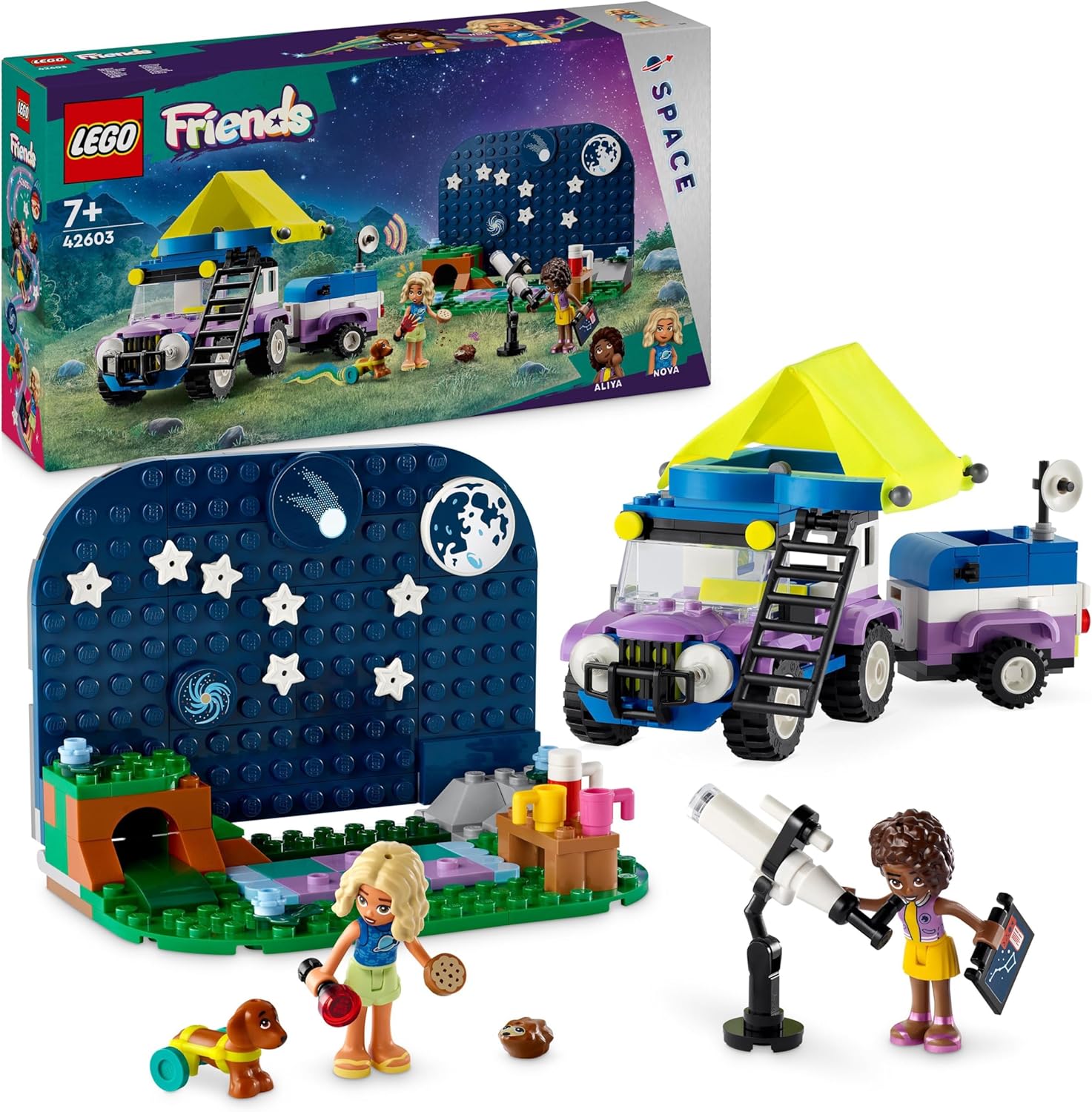 LEGO Friends Stargazing Camping Vehicle Playset with 4x4 Car, 2 Mini-Dolls & Telescope - 7+ Years 1