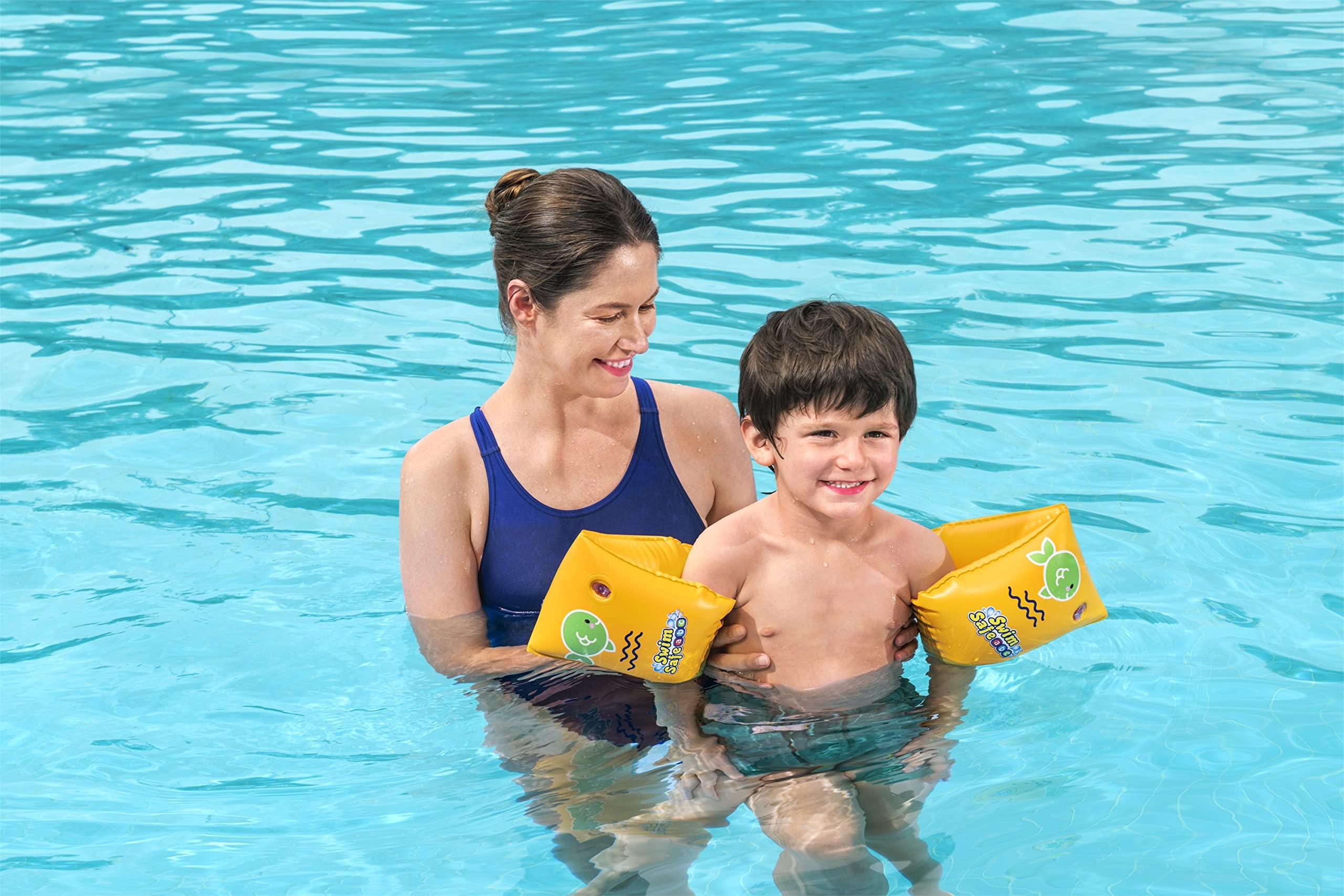Bestway Swim Safe ABC WonderSplash Inflatable Armbands - Step C, Ages 3-6, Yellow