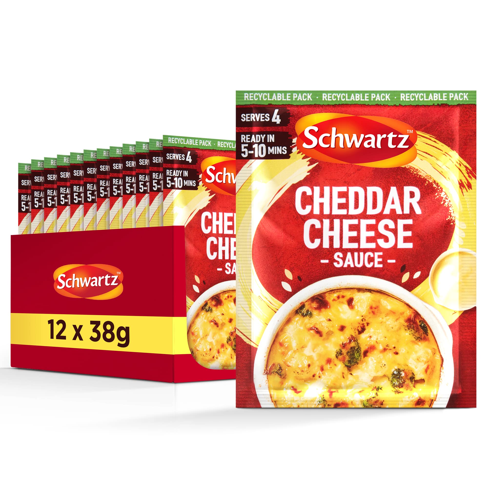 Schwartz Cheddar Cheese Sauce Mix - 38g Packet | Serves 4 | Pack of 12