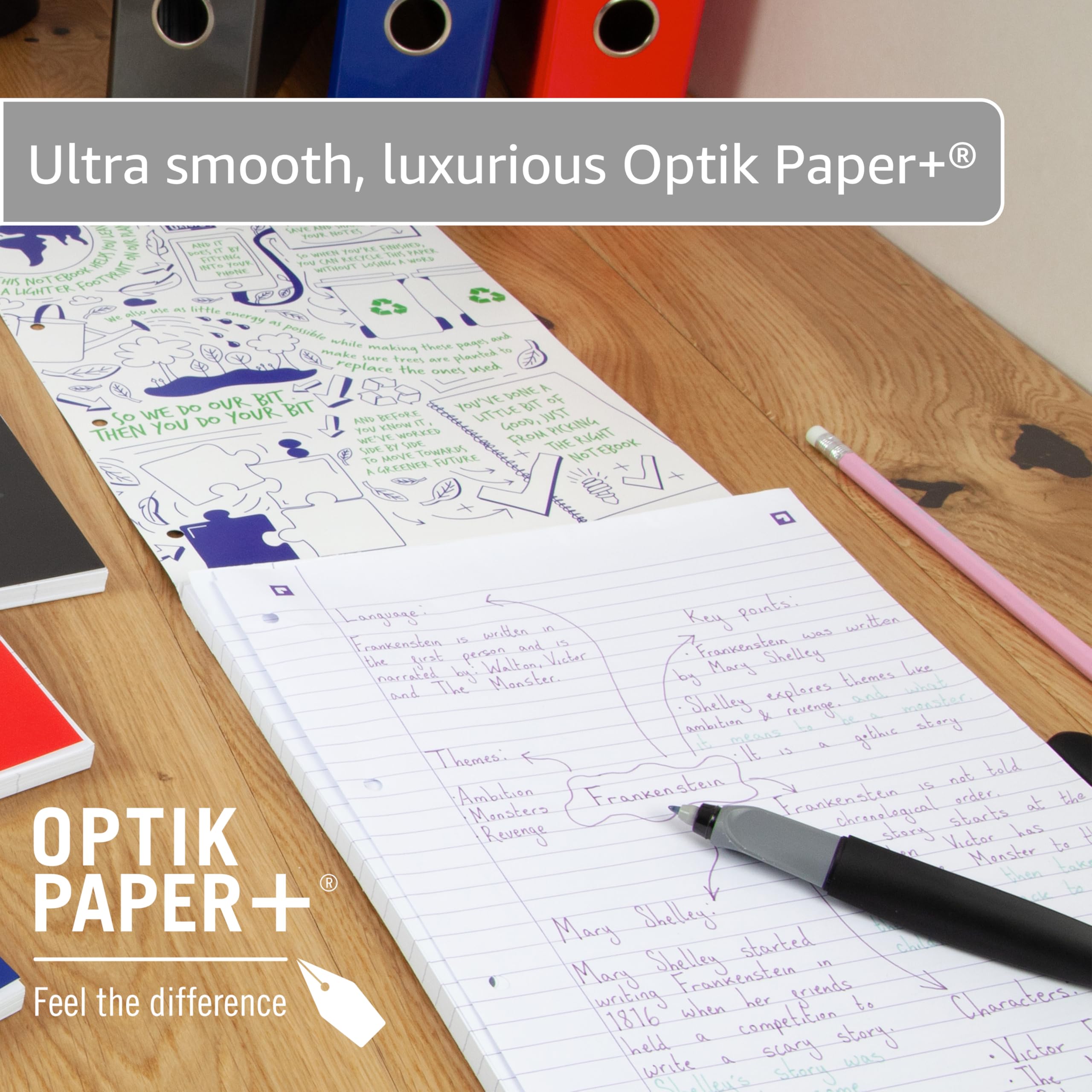 Oxford Campus A4 Lined Refill Pad - 300 Pages | Navy | Optik Paper | 4-Hole Punched