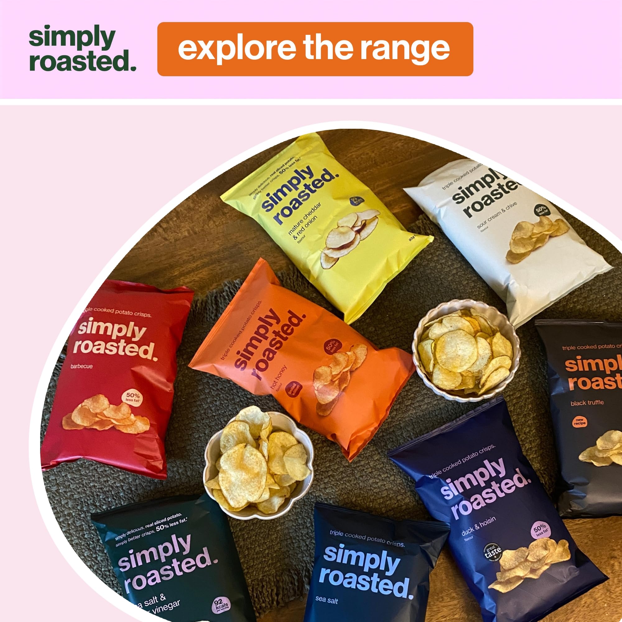 Simply Roasted Sea Salt Crisps - 24 Pack Multipack | 50% Less Fat | Under 99 Calories 6
