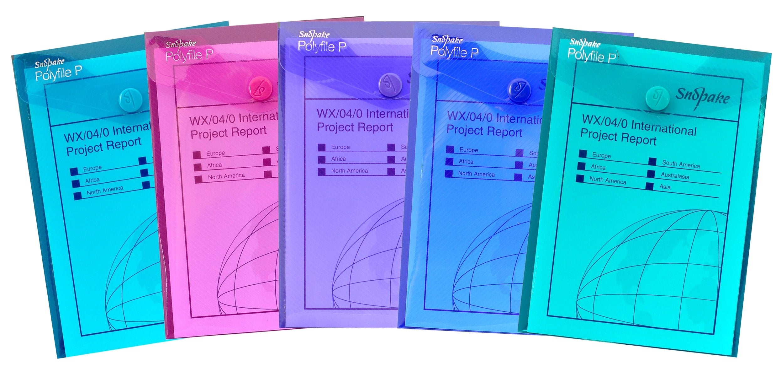 Snopake A6 Polyfile P Popper Wallet with Press Stud Closure - Pack of 5, Electra Assorted Colours 1
