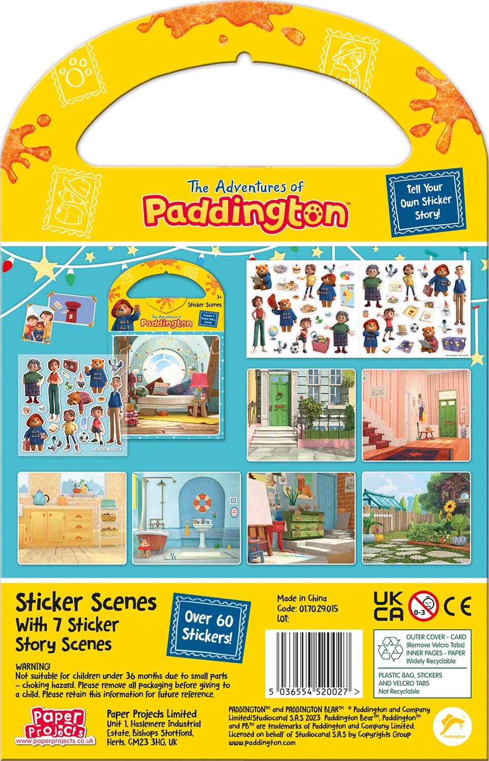 Paper Projects The Adventures of Paddington Sticker Scene Activity Set - Reusable Stickers, Travel Pack