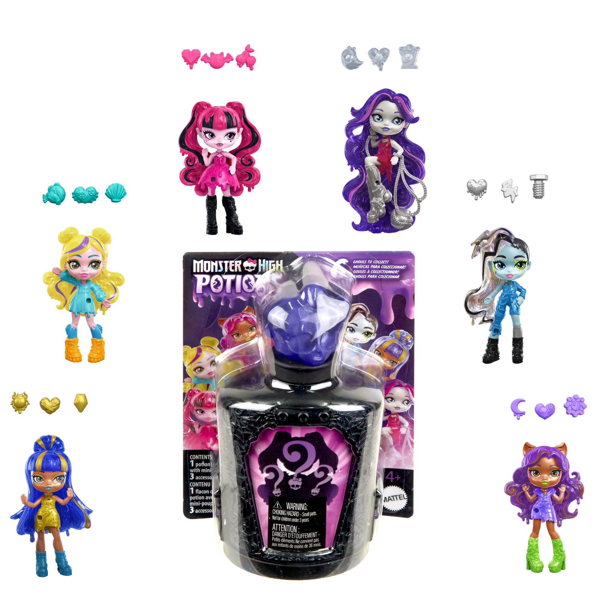 Monster High Potions Mini Dolls and Accessories - 3-inch Surprise Character in Crystal Bottle 1