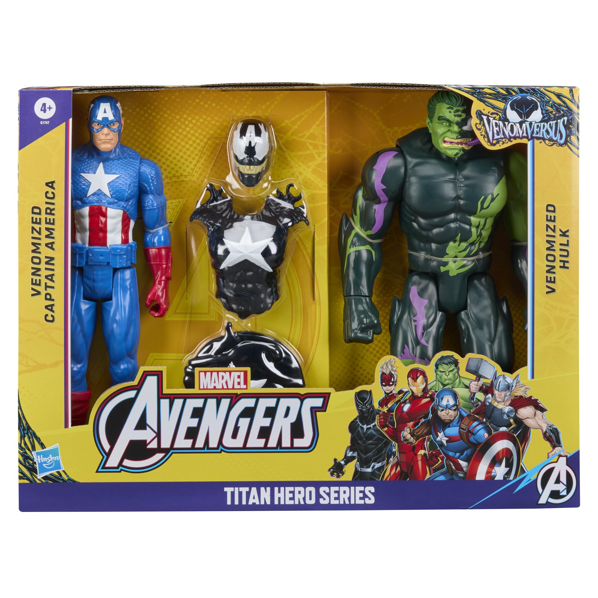 Marvel Avengers VenomVersus Titan Hero Series Venomized Captain America & Hulk 30-cm Action Figures 9