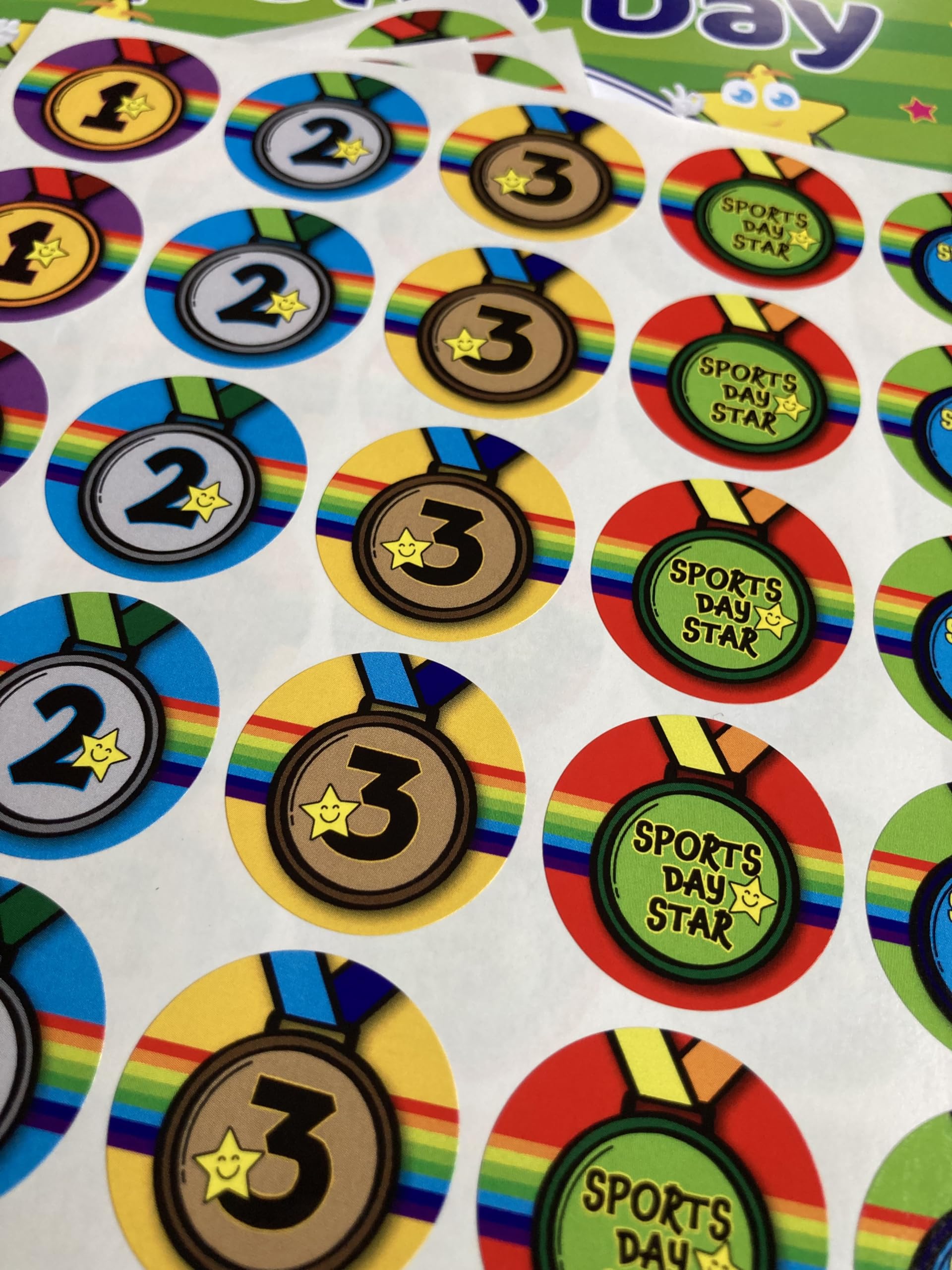 SuperStickers Sports Day Stickers Variety Pack - 1st, 2nd, 3rd & Star | 125 Stickers, 28mm 2