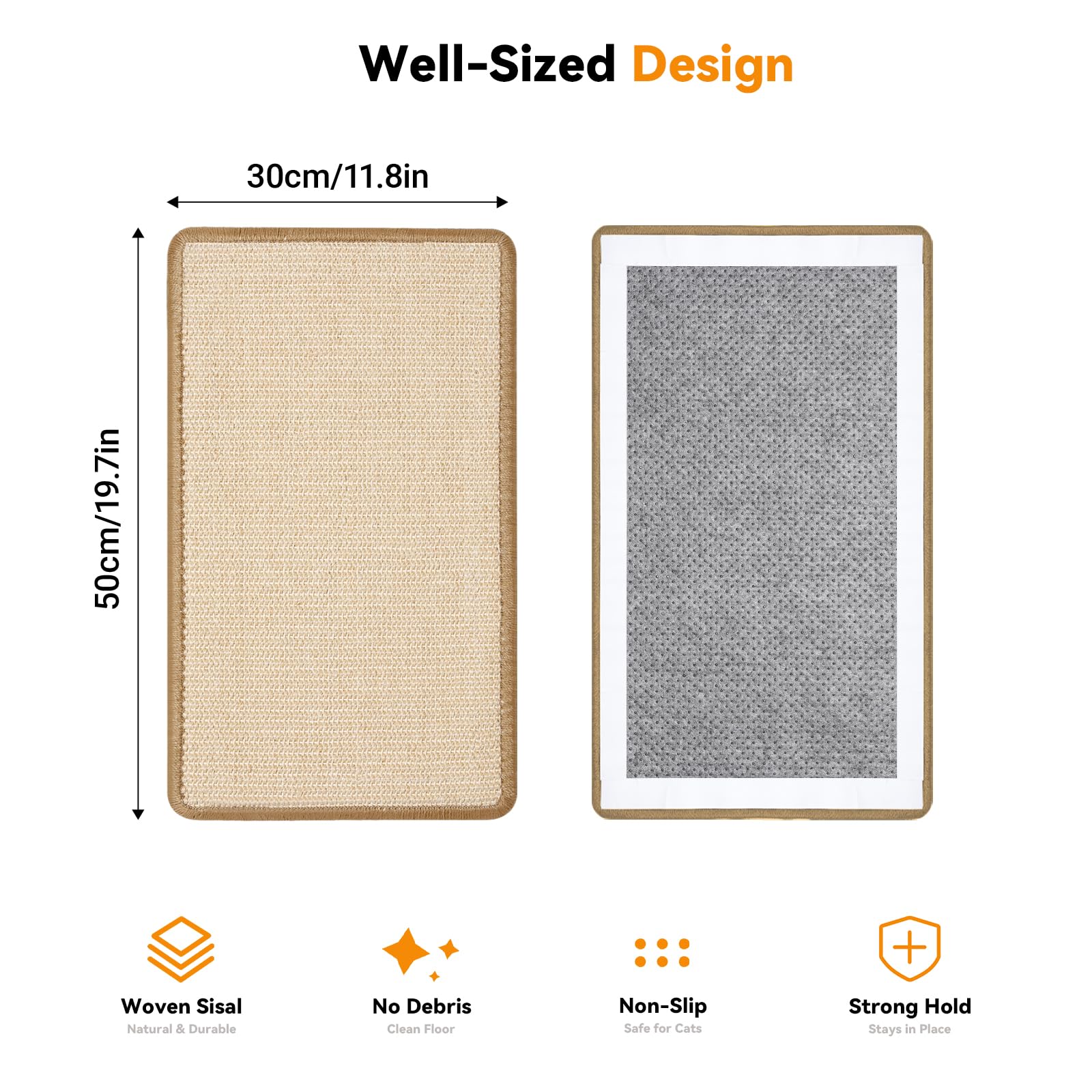 Gimars Cat Scratching Mat - Natural Sisal, Furniture Protector | 50x30cm | Beige 4