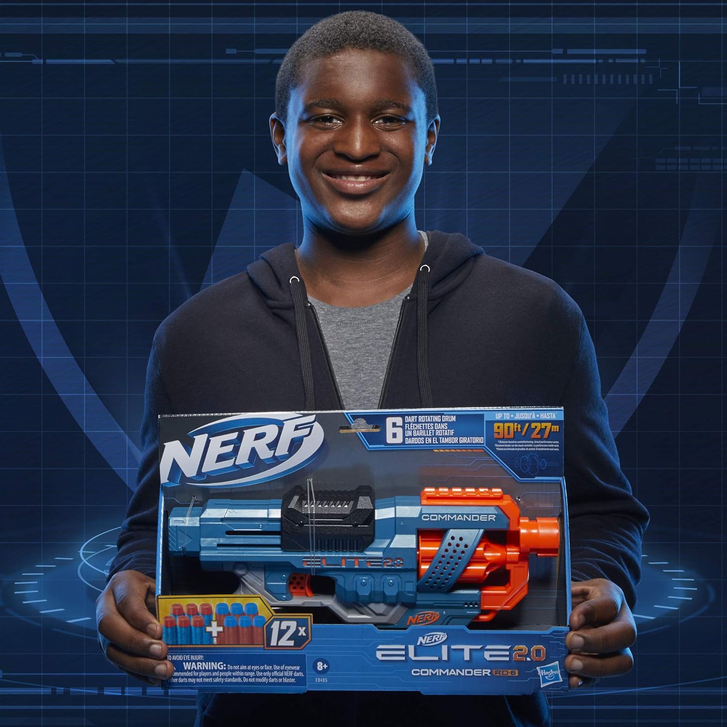 Nerf Elite 2.0 Commander RD-6 Blaster - 6-Dart Drum, Slam Fire, Tactical Rails - Ages 8+ 13