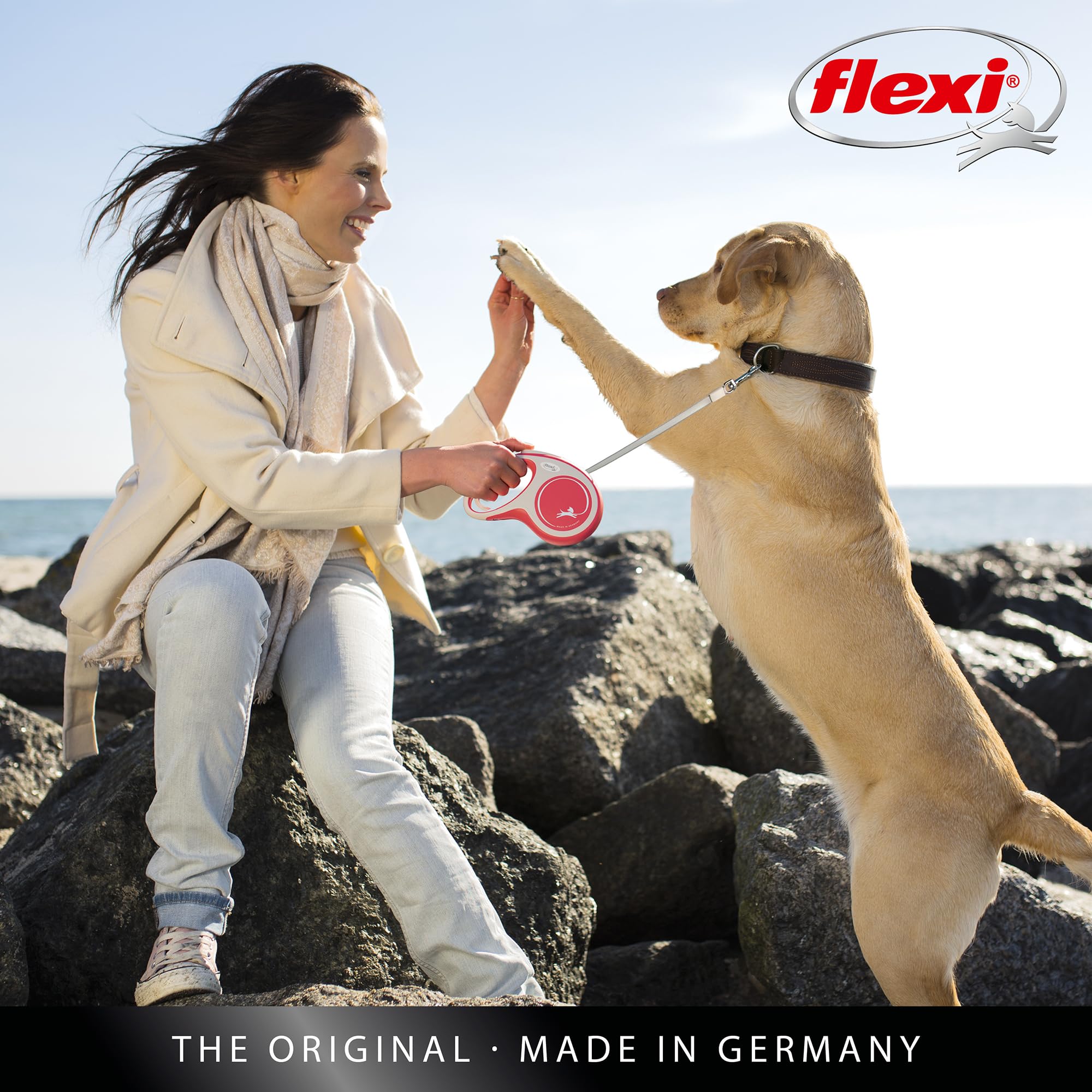 flexi New Comfort S Retractable Dog Leash - 5m Tape | Up to 15kg | Grey & Black 6
