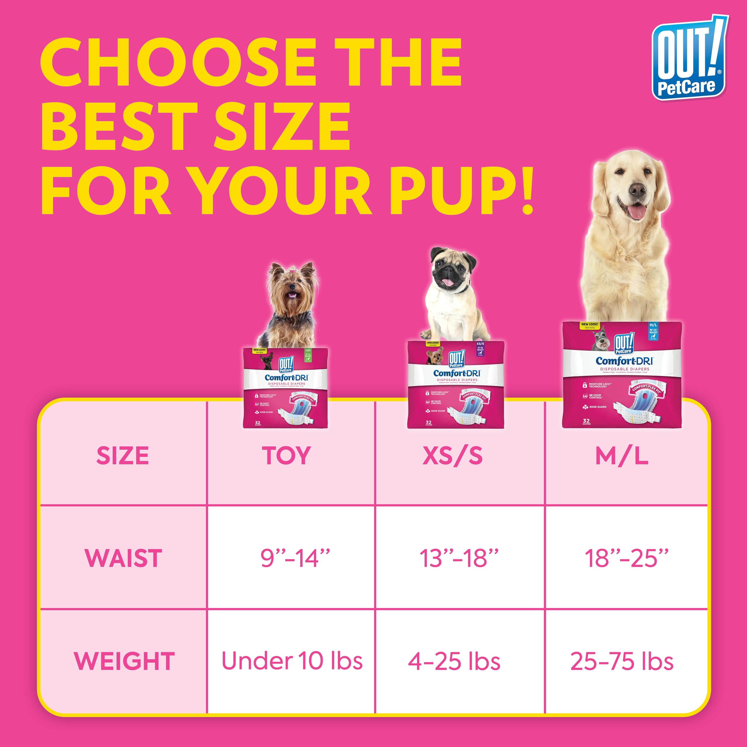 OUT! Disposable Female Dog Diapers - Leak-Proof Fit, Wetness Indicator | 14 Count, Medium/Large 4