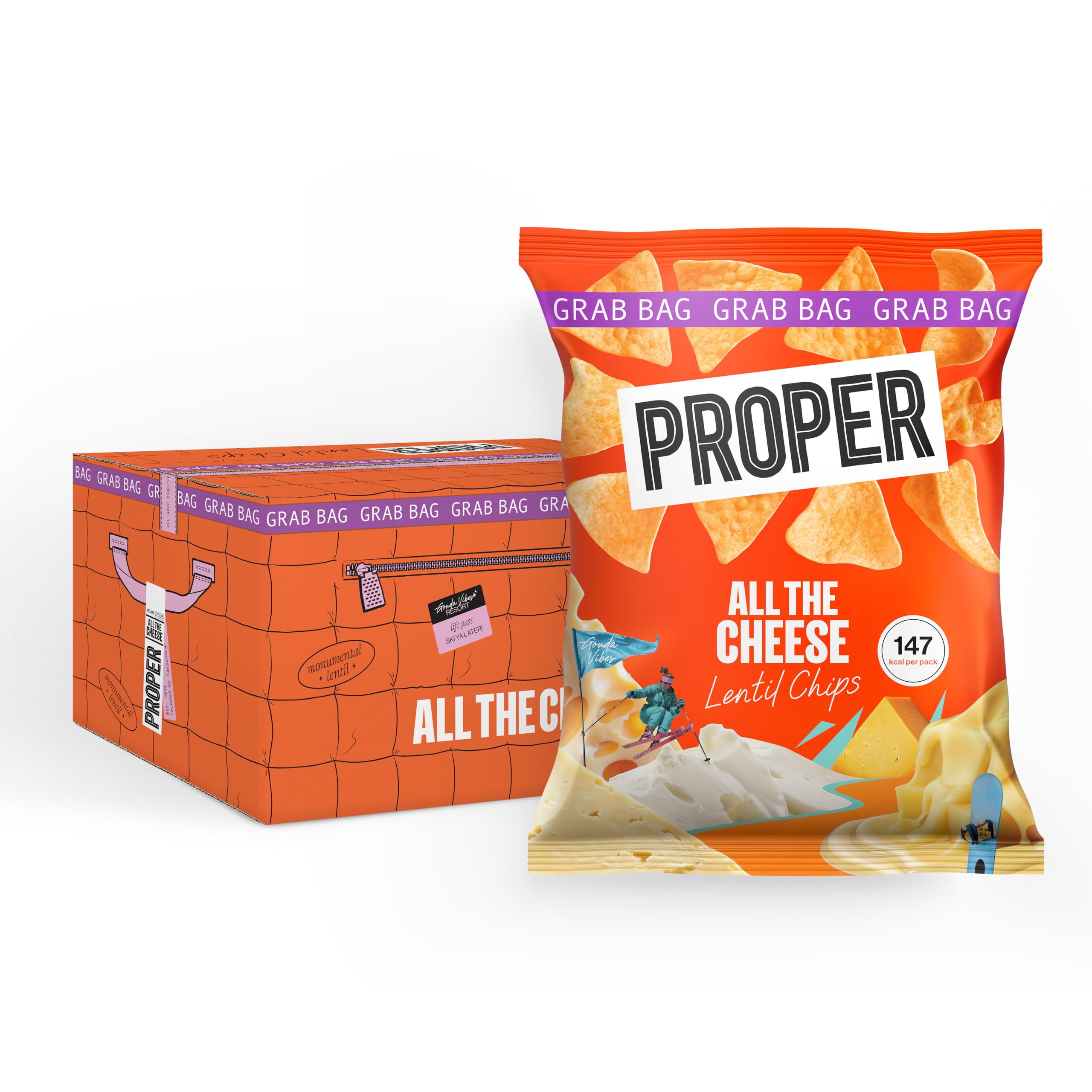 PROPER All the Cheese Lentil Chips - Gluten-Free, 4 Cheese Flavour | 30 x 31g 1