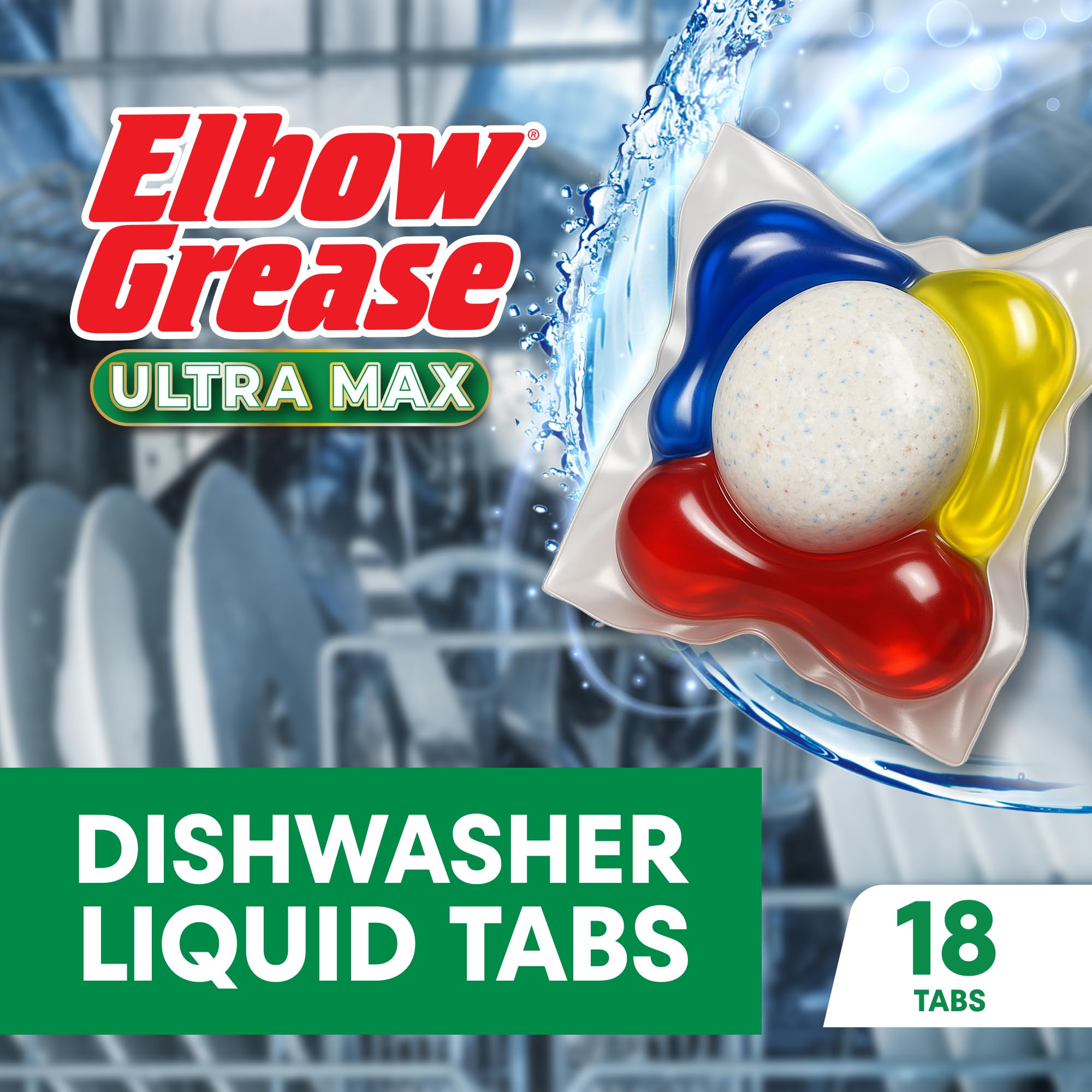 Elbow Grease Ultra Max Liquid Dishwasher Tablets - Tough on Grease & Shine | 18 Count 2