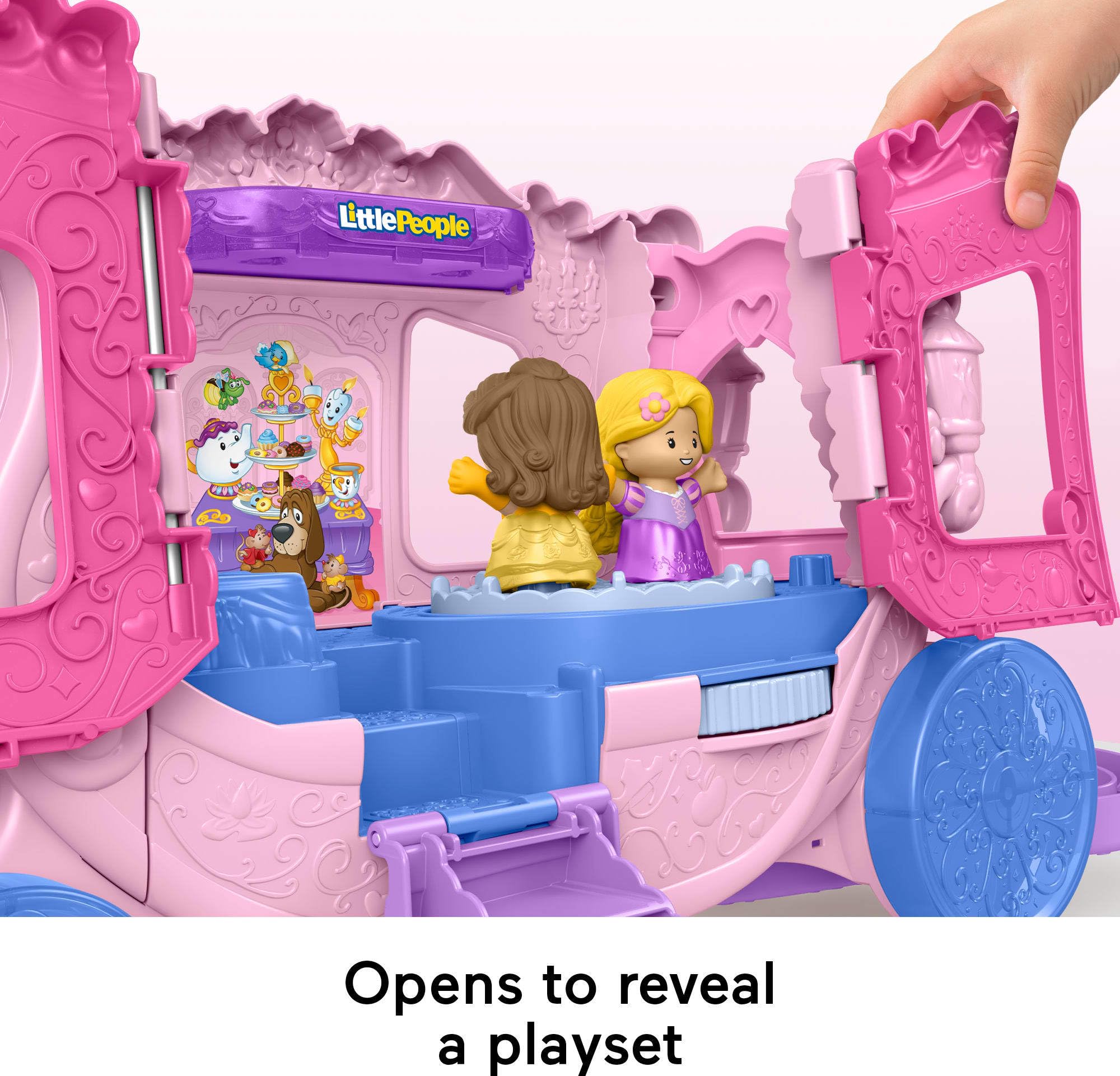 Fisher-Price Little People Disney Princess Pull-Along Musical Playset - Toddler Vehicle with Belle & Rapunzel Figures (Model: JCW72) 6