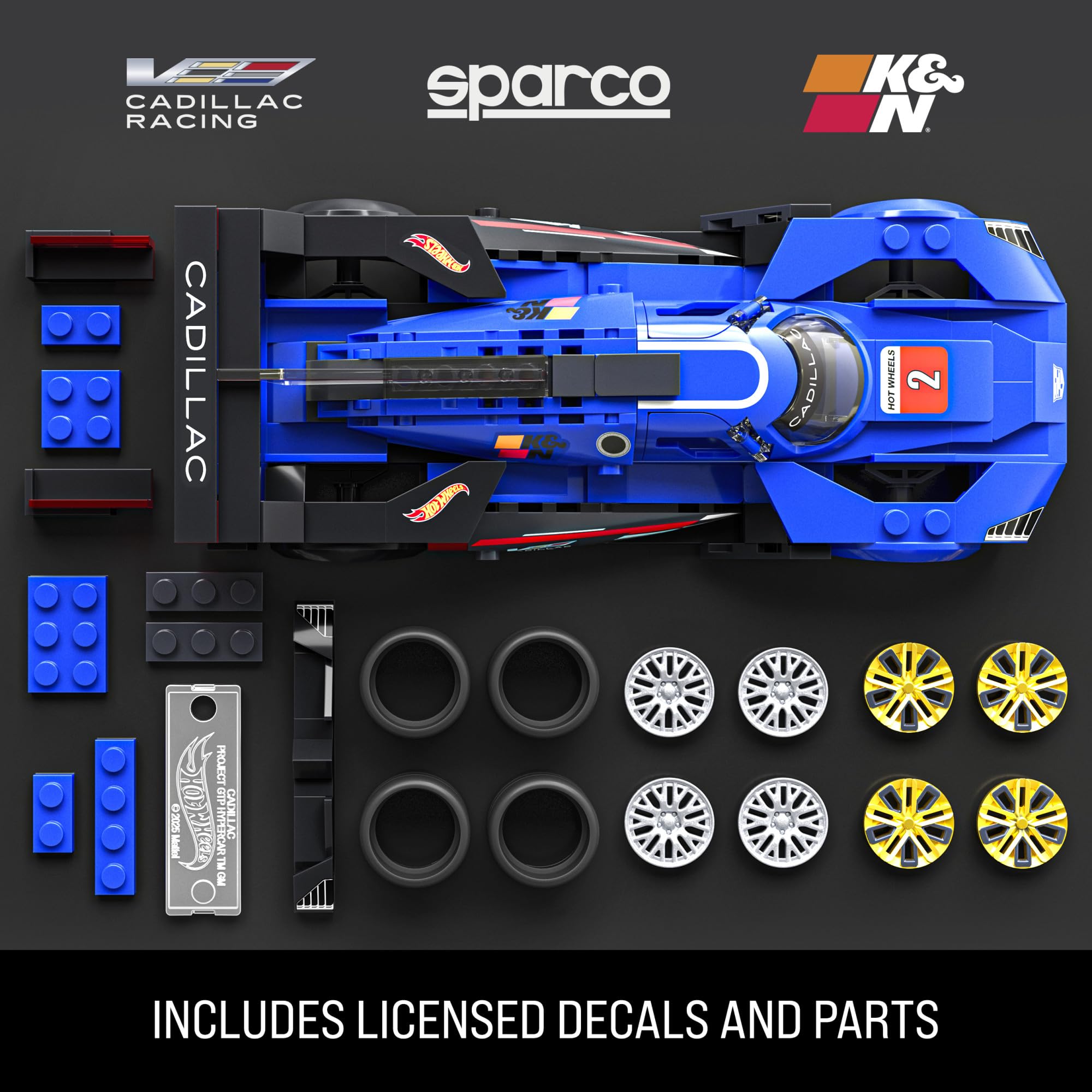 Mattel Brick Shop Hot Wheels Speed Series Building Set - Cadillac Project GTP Hypercar, 229-Piece Set for Ages 10+ 6