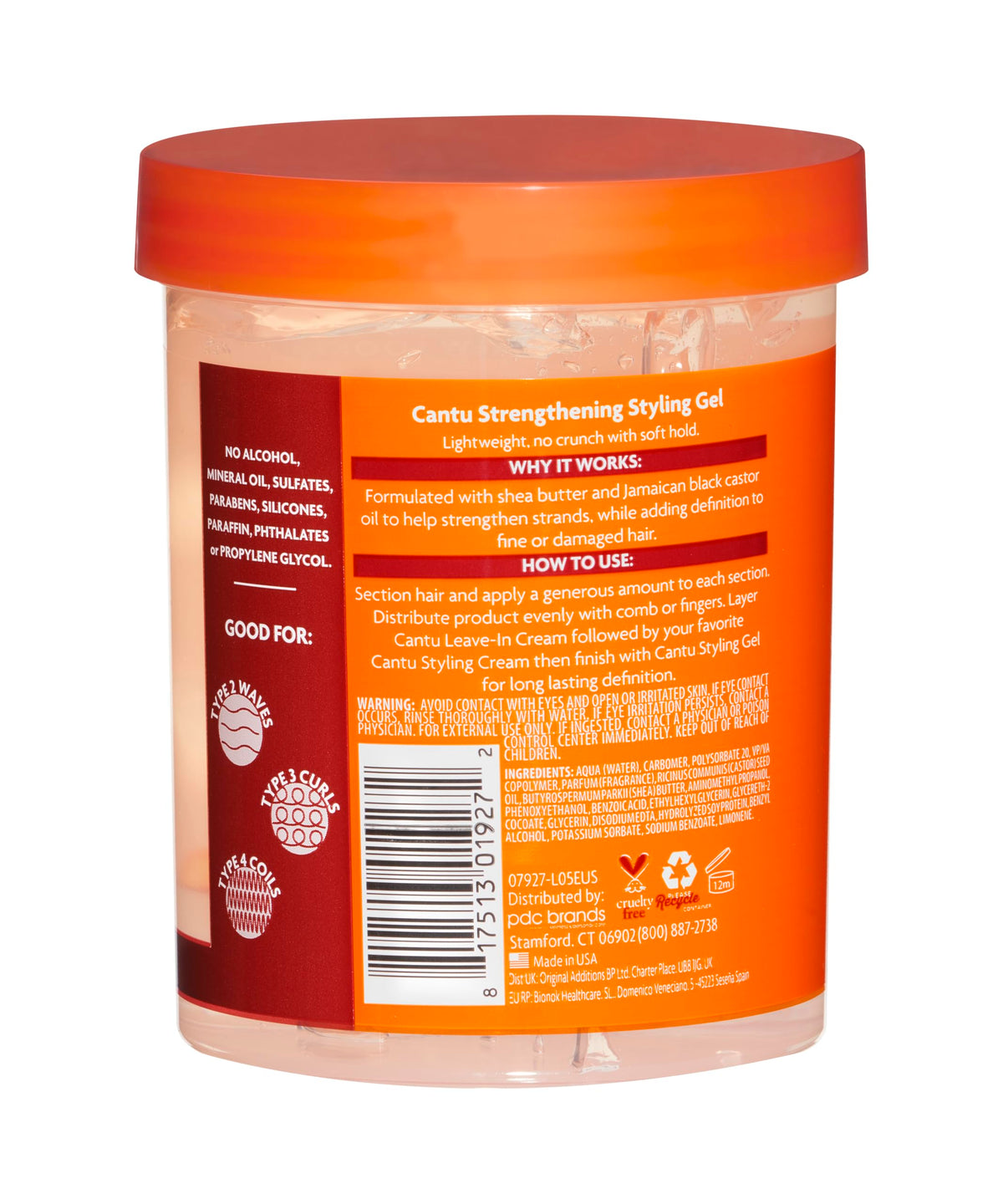 CANTU Strengthening Styling Gel with Jamaican Black Castor Oil - Maximum Hold & Hair Strengthening | 524g